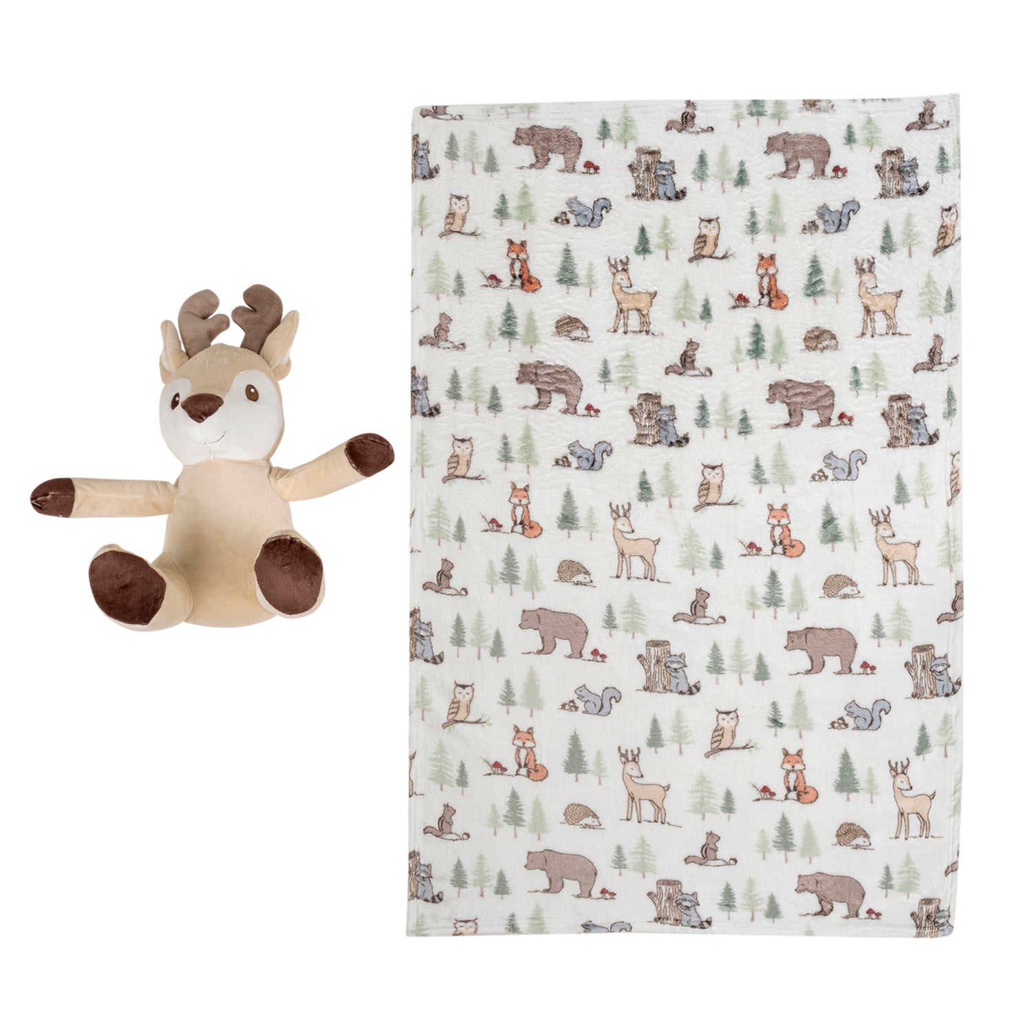 Baby Moo Reindeer Snuggle Buddy Soft Rattle and Plush Blanket Gift Toy Blanket - Beige