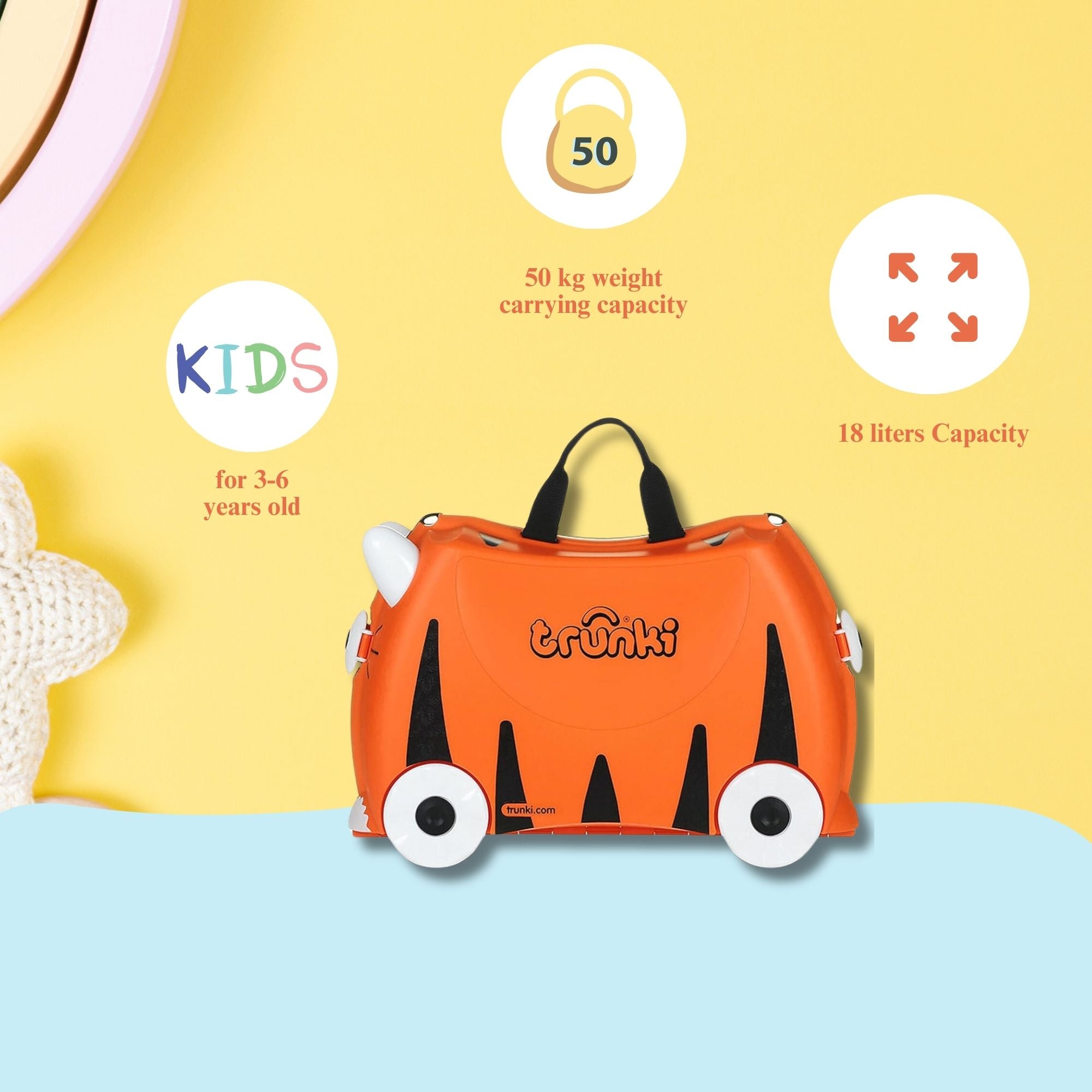 Trunki - Tipu Tiger, Children’s Ride-On Suitcase & Kid's Hand Luggage