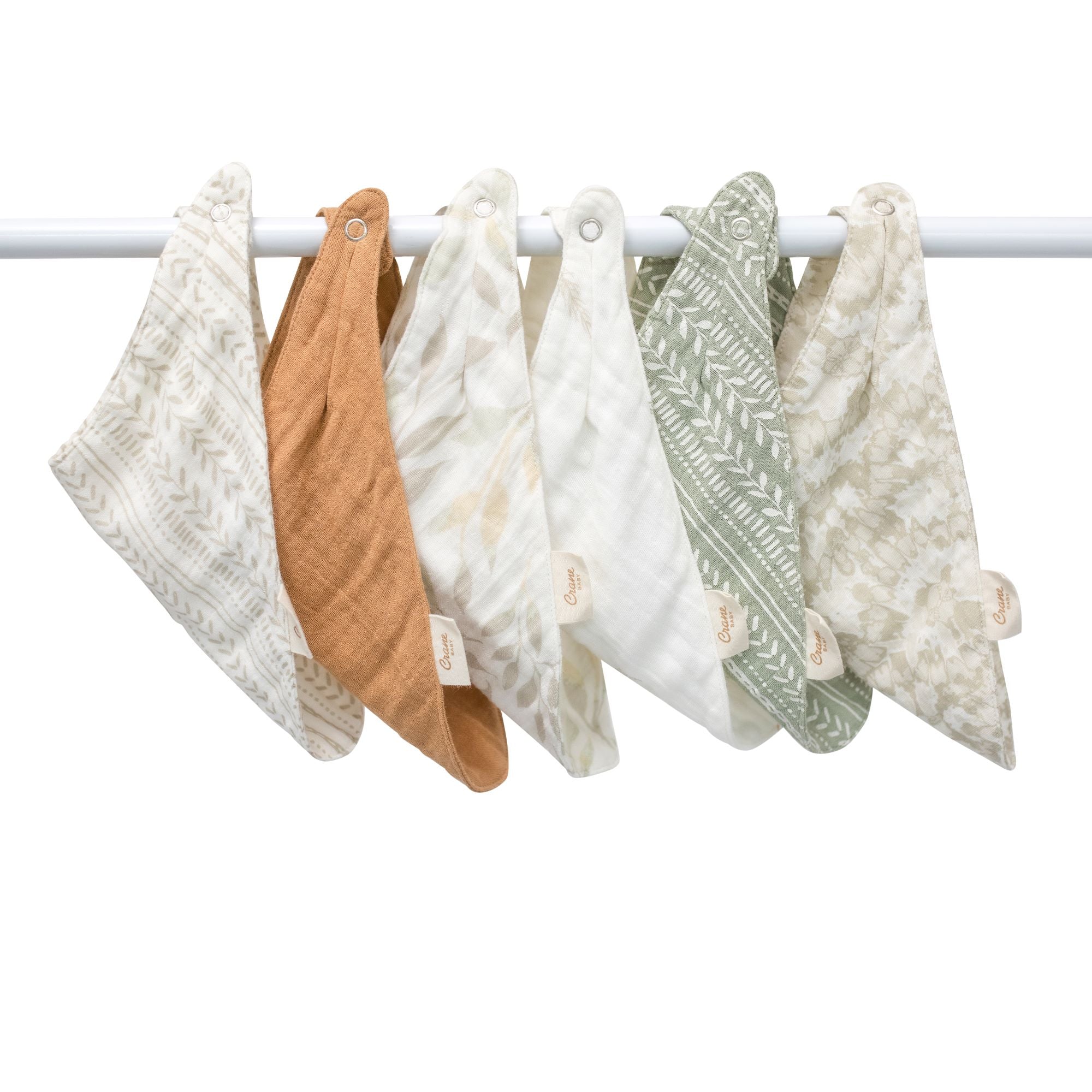 Crane Baby Bandana Bib Set Dainty Leaf Willow Collection - Cream