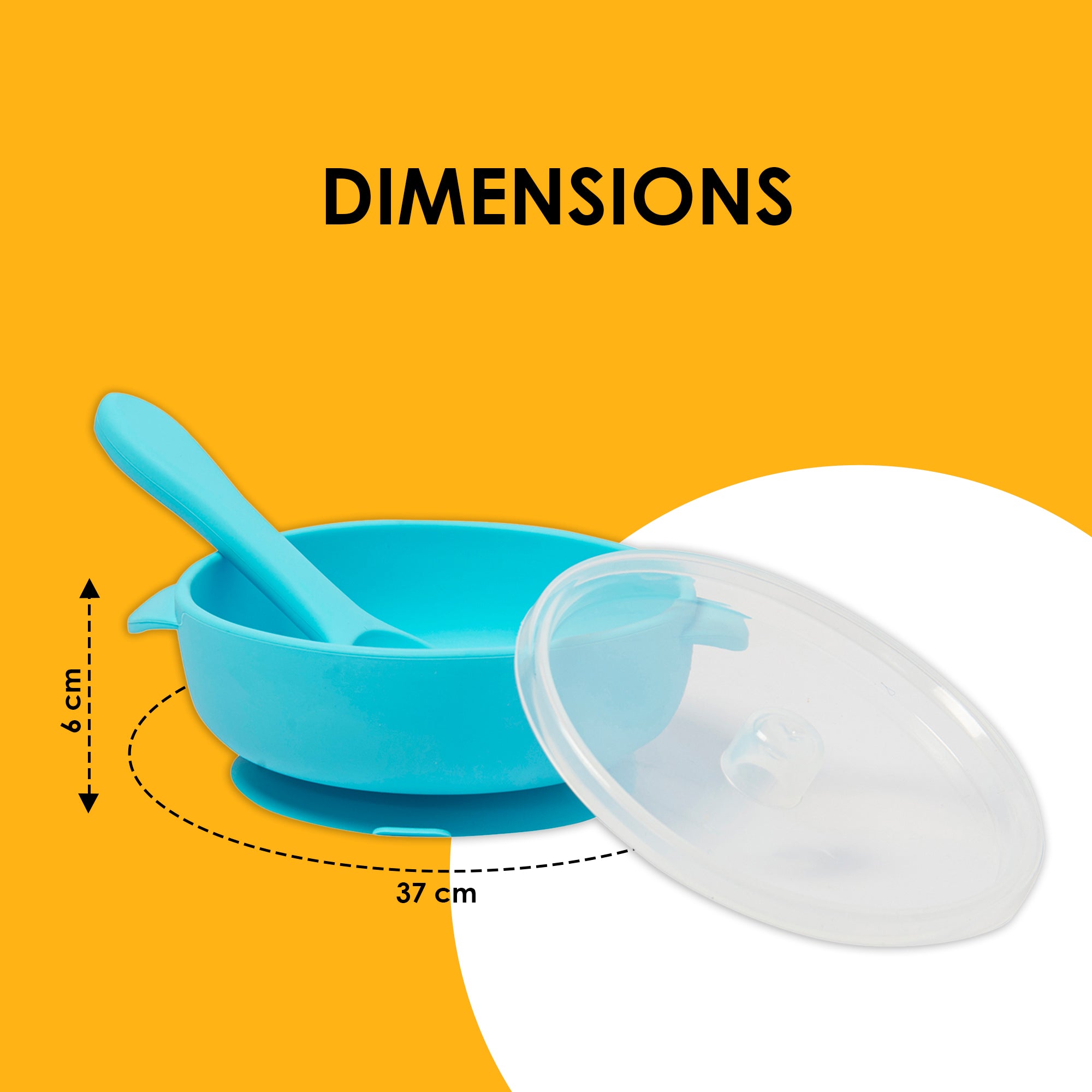 Blue Silicon Bowl With Lid And Spoon Set