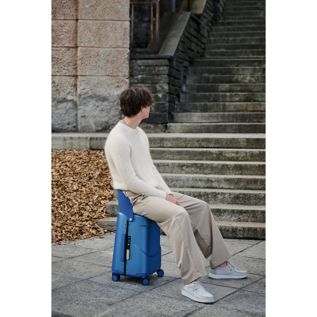 Miamily Cobalt Blue Ride-On Trolley Carry-On Luggage 18 inches