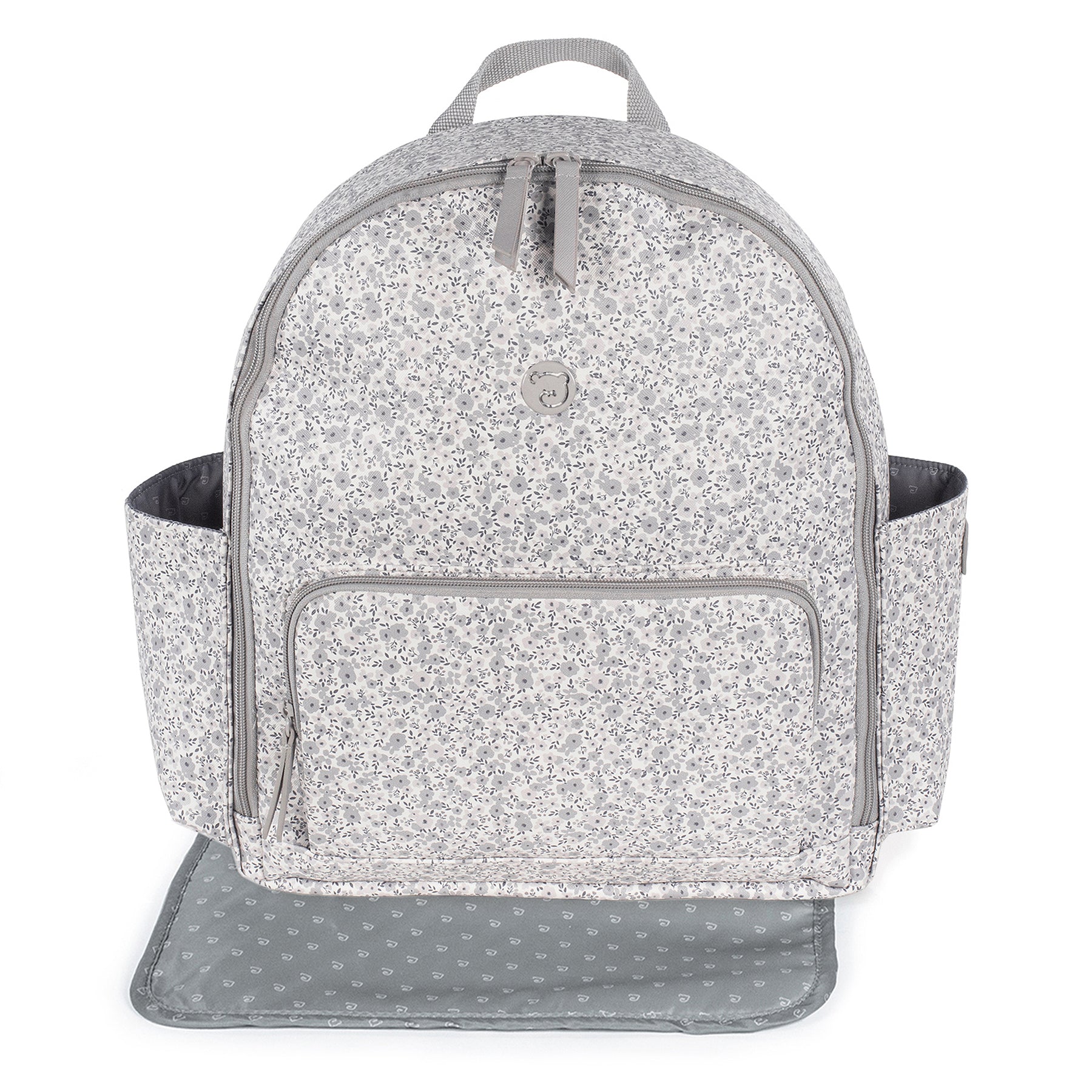 Pasito a Pasito Flower Mellow Grey Backpack Diaper Changing Bag