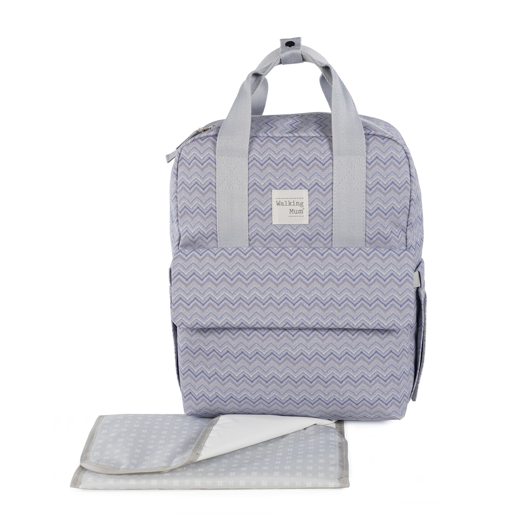 Walking Mum Zigzag Grey Backpack Diaper Changing Bag