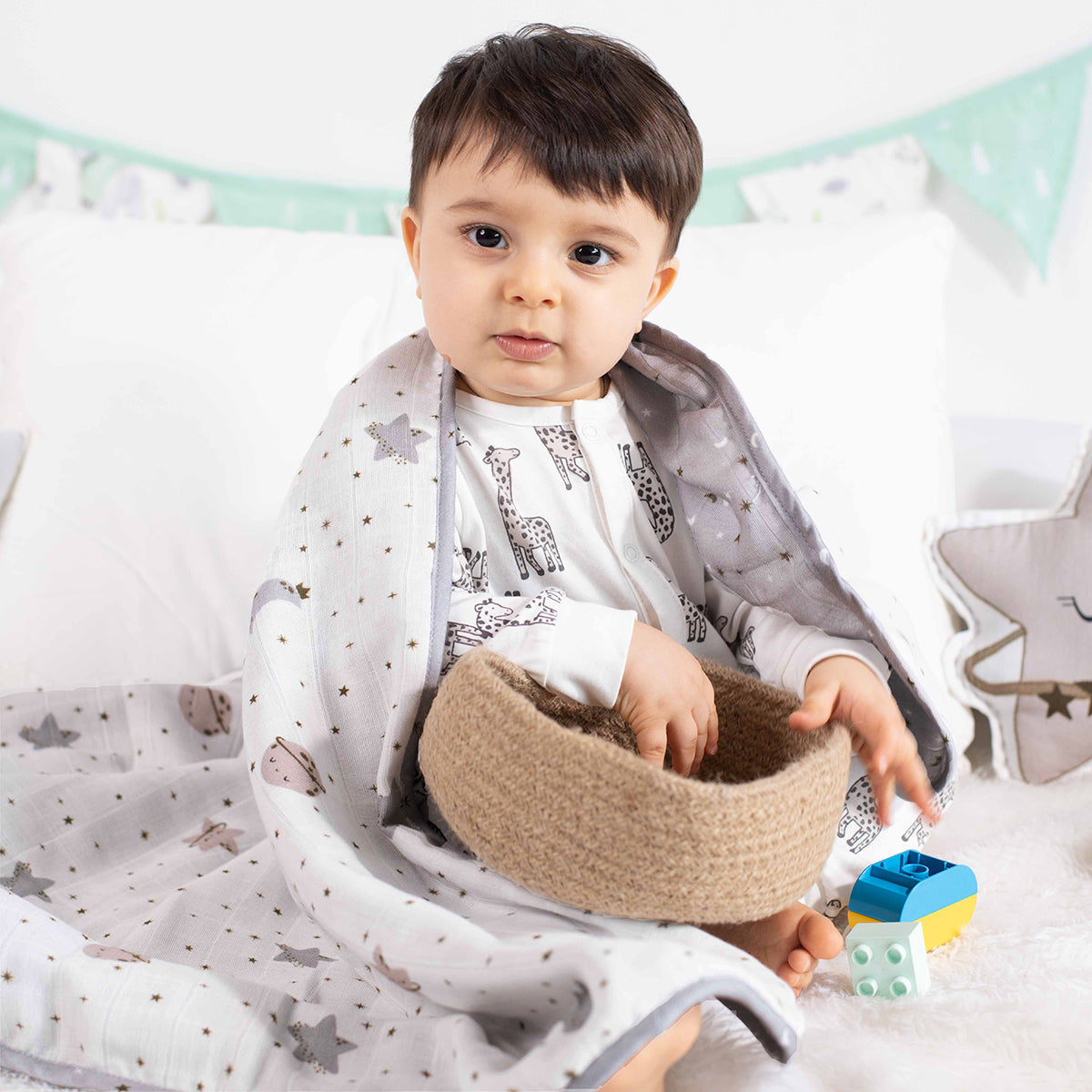 Tiny Snooze Organic Muslin Blanket-Starry Nights