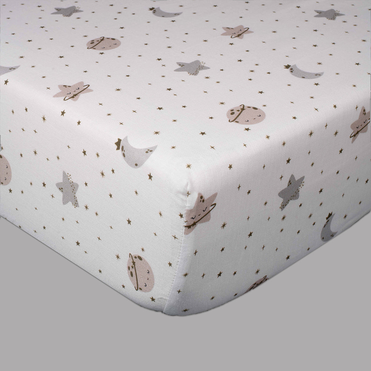 Tiny Snooze Organic Fitted Cot Sheet- Moon & Stars