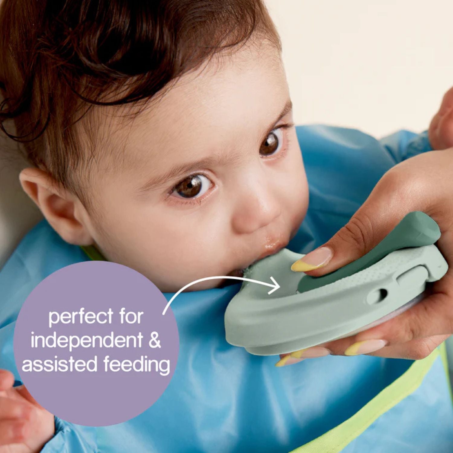 b.box Fill + Feed Silicone Feeding - Reusable & Mess-Free Baby Food Container 110ml - Lullaby Blue