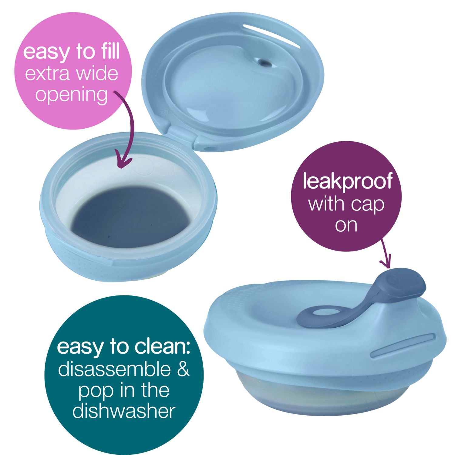 b.box Fill + Feed Silicone Feeding - Reusable & Mess-Free Baby Food Container 110ml - Lullaby Blue