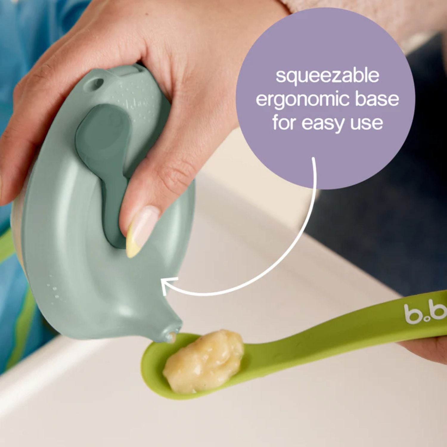 b.box Fill + Feed Silicone Feeding - Reusable & Mess-Free Baby Food Container 110ml - Lullaby Blue