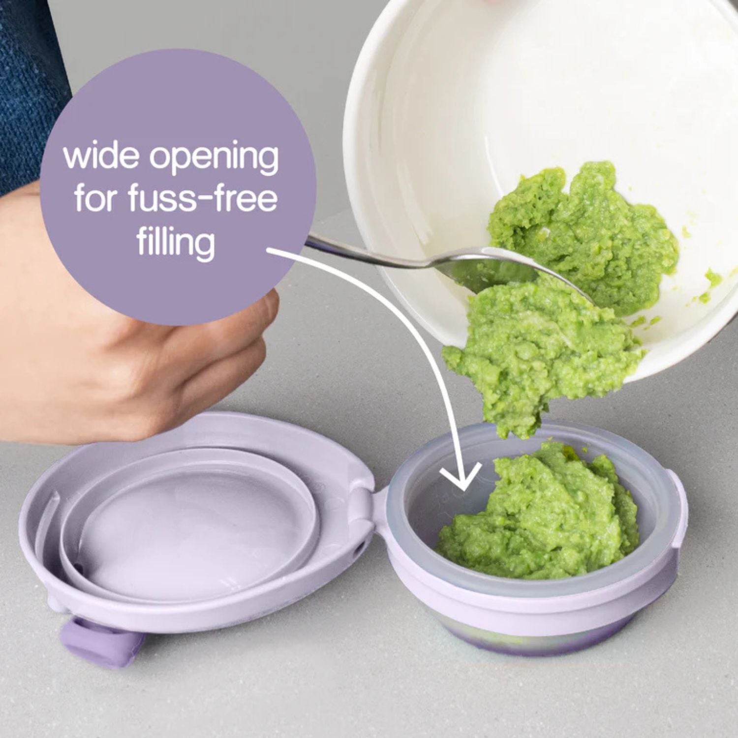 b.box Fill + Feed Silicone Feeding - Reusable & Mess-Free Baby Food Container 110ml - Lullaby Blue