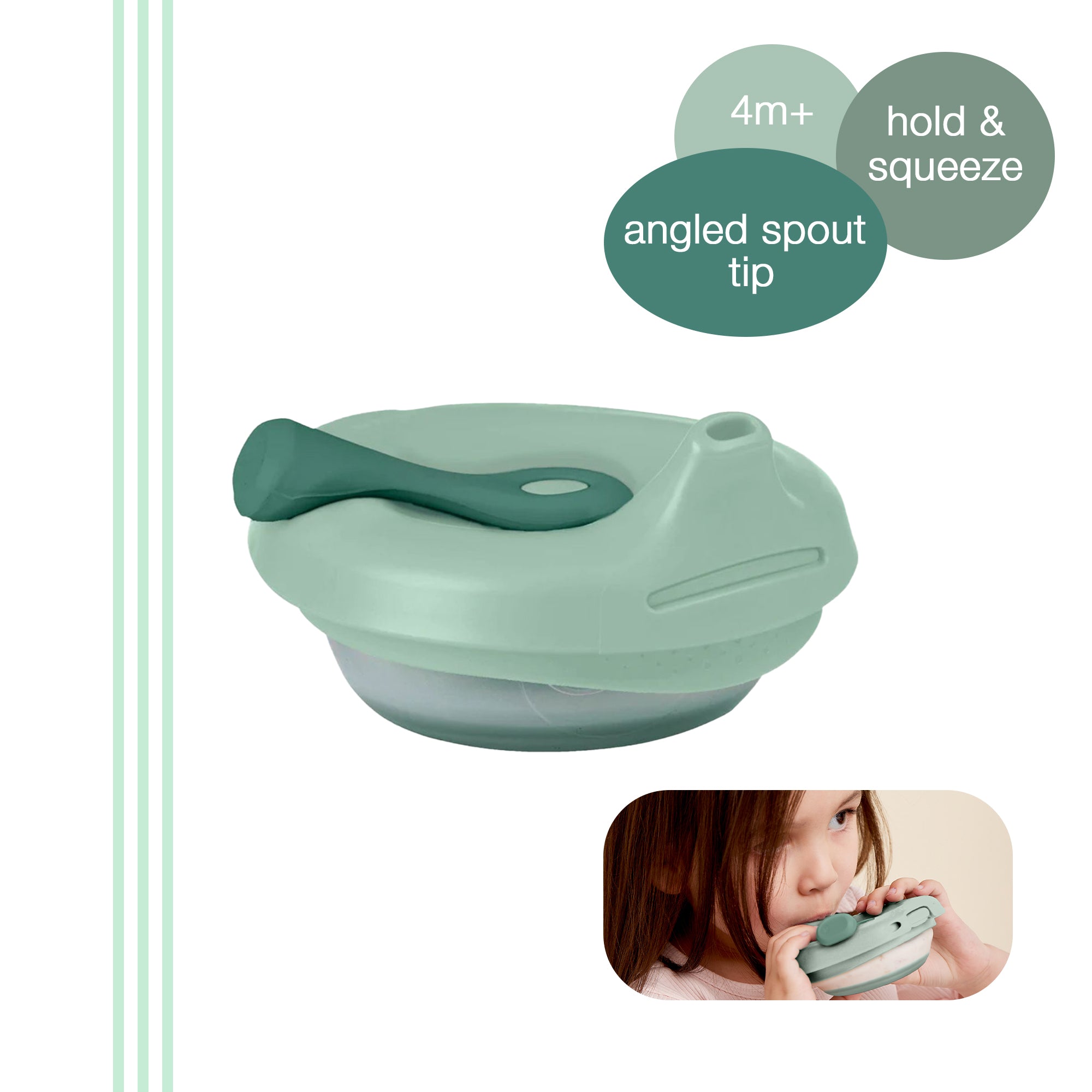 b.box Fill + Feed Silicone Feeding - Reusable & Mess-Free Baby Food Container 110ml - Sage Green