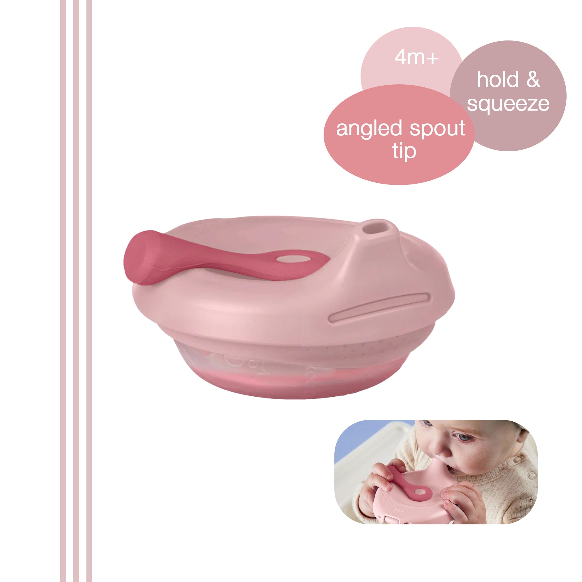 b.box Fill + Feed Silicone Feeding - Reusable & Mess-Free Baby Food Container 110ml - Blush Pink