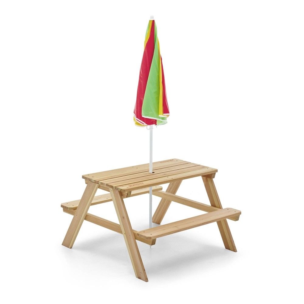 Plum Rectangular Picnic Table With Parasol (Natural)
