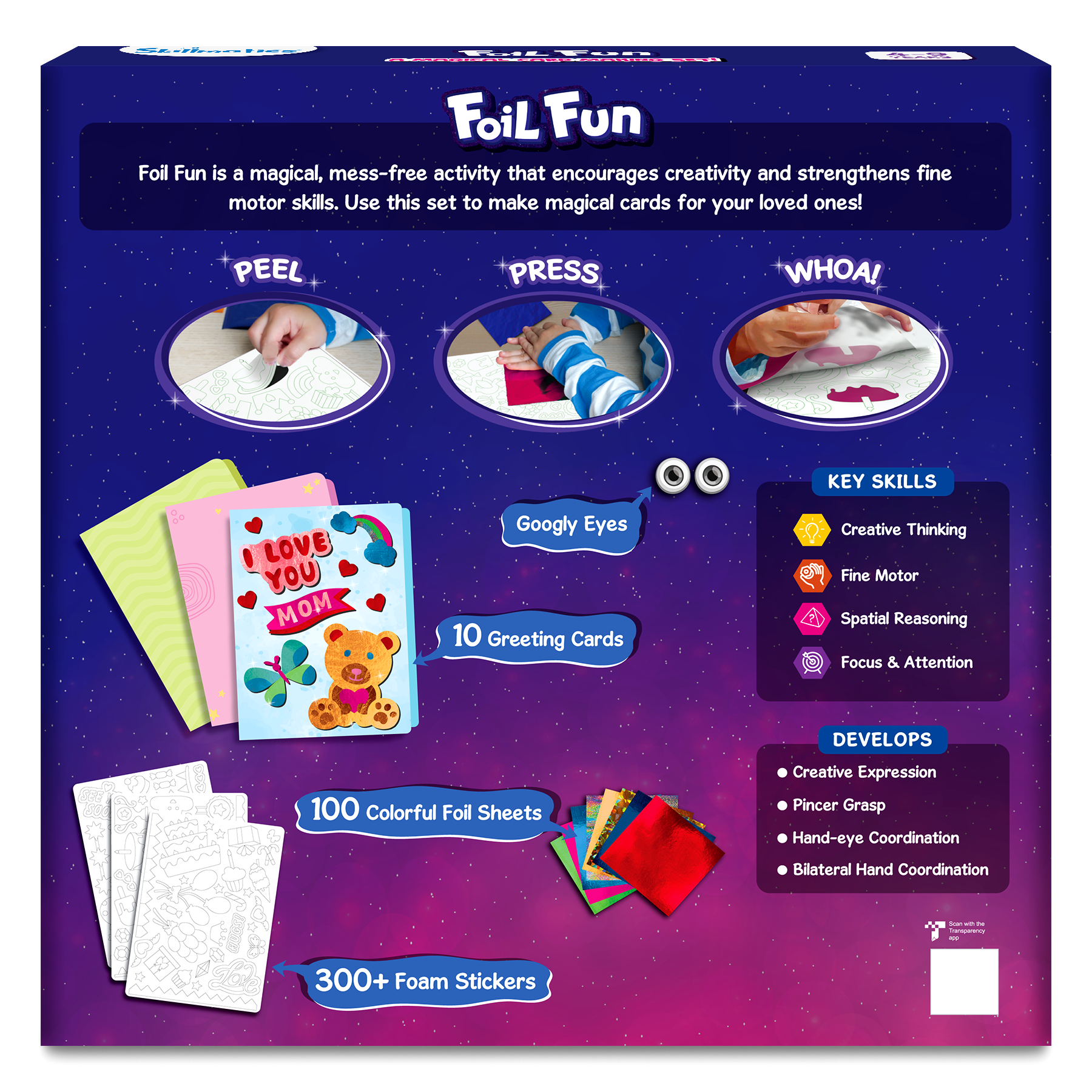 Skillmatics Art & Craft Activity - Foil Fun Card Making Set, No Mess Art for Kids, Craft Kits & Supplies, DIY Creative Activity, Gifts for Girls & Boys Ages 4, 5, 6, 7, 8, 9, Travel Toys
