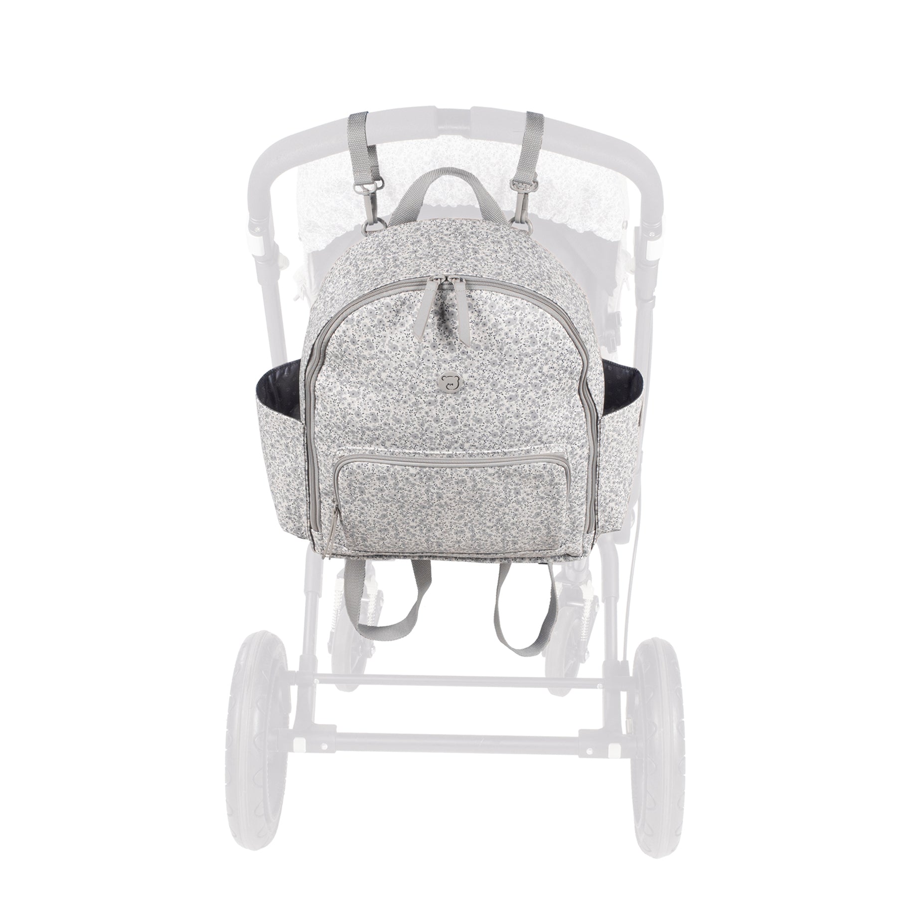 Pasito a Pasito Flower Mellow Grey Backpack Diaper Changing Bag