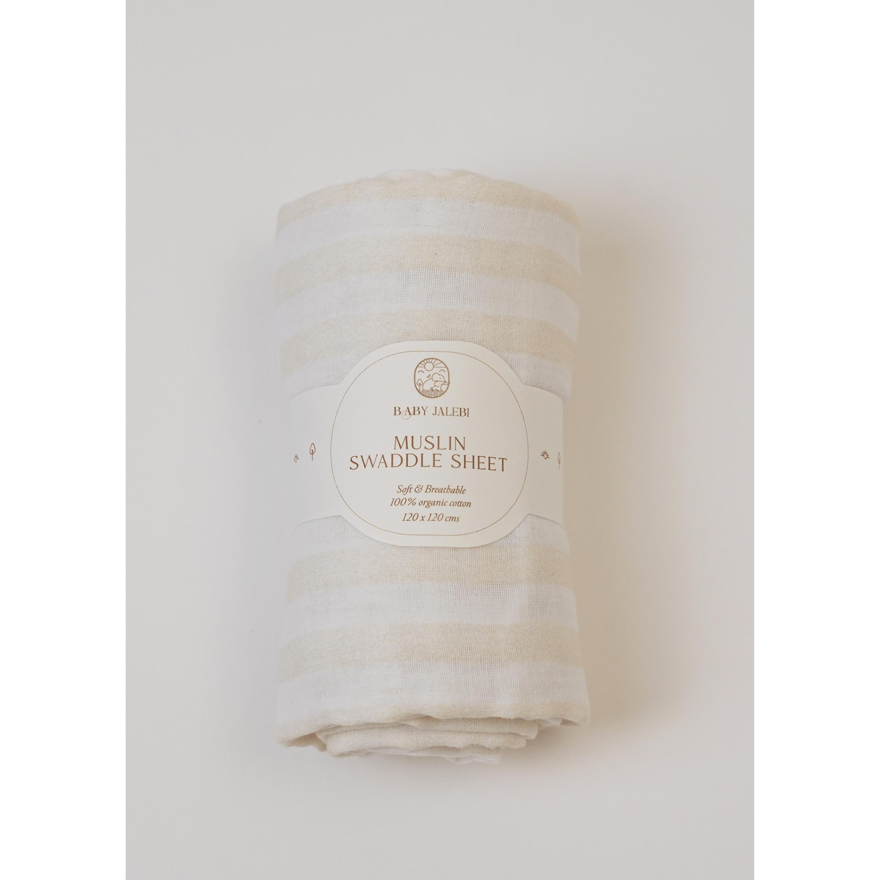 Beige stripes Organic Muslin Swaddle