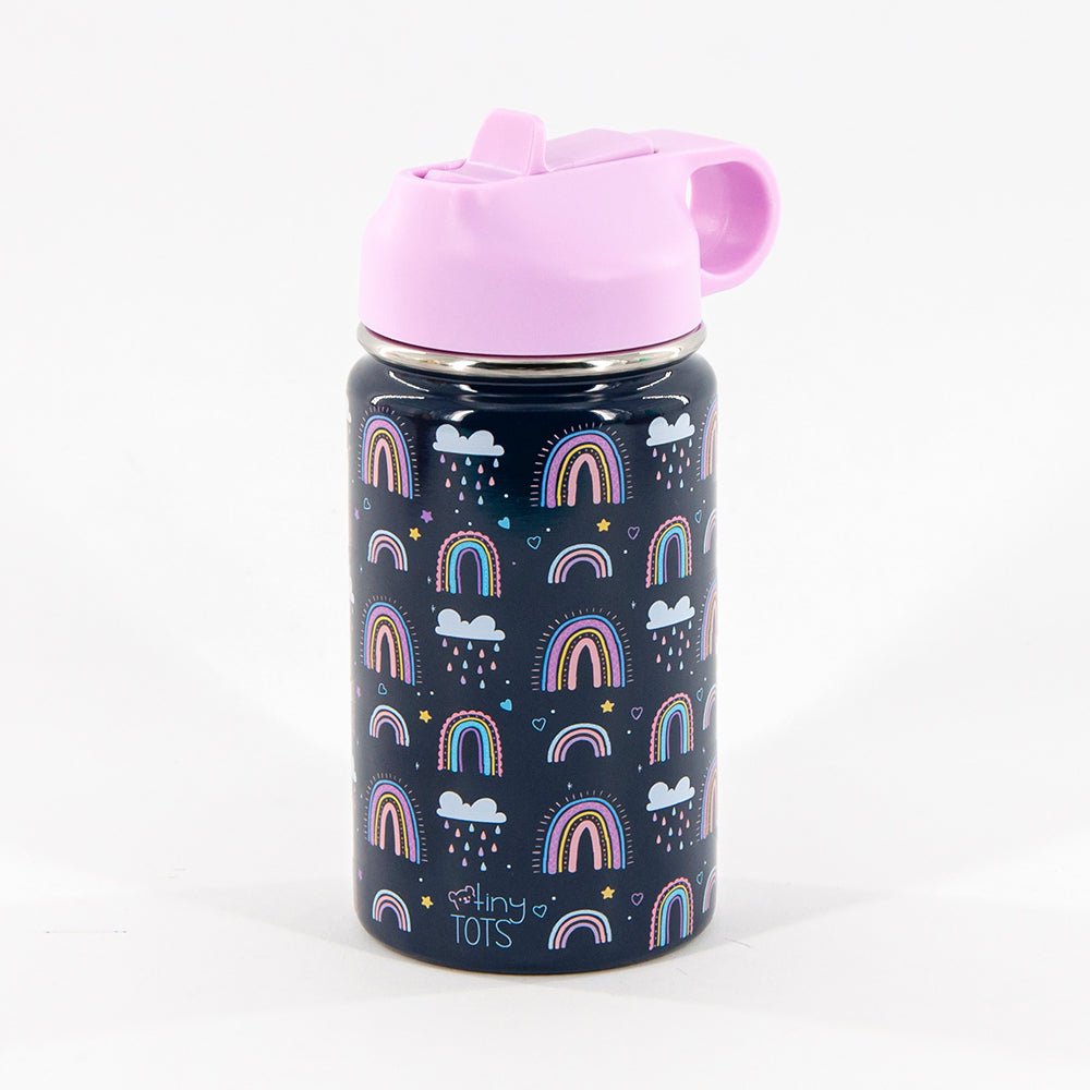 Insulated Steel Water Bottle with Straw, 350 ML - Rainbow