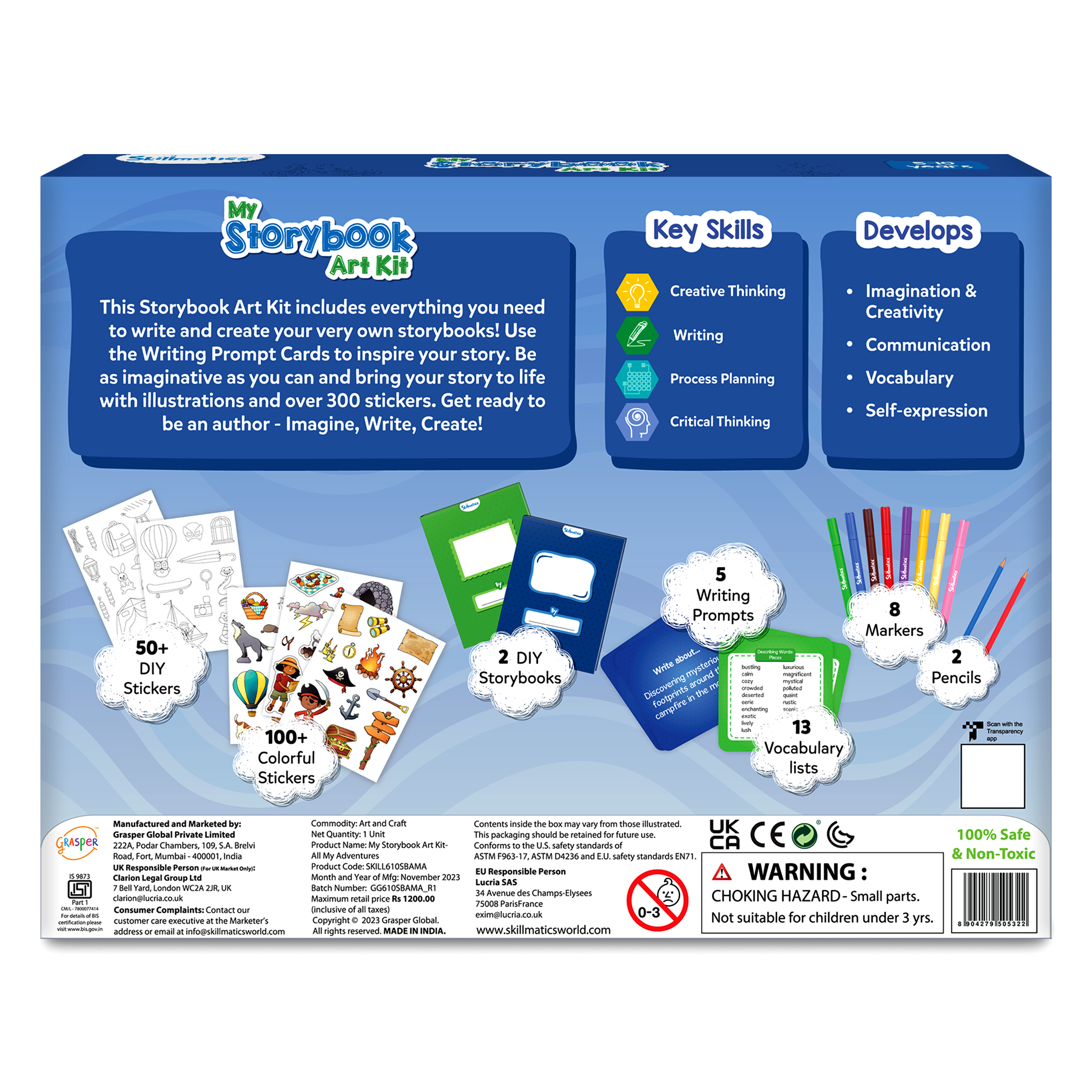 Skillmatics Storybook Art Kit - All My Adventures Art Kit for Kids, Write & Create Storybooks, Creative Activity for Boys & Girls, DIY Kit, 150+ Stickers, Gifts for Ages 5, 6, 7, 8, 9, 10