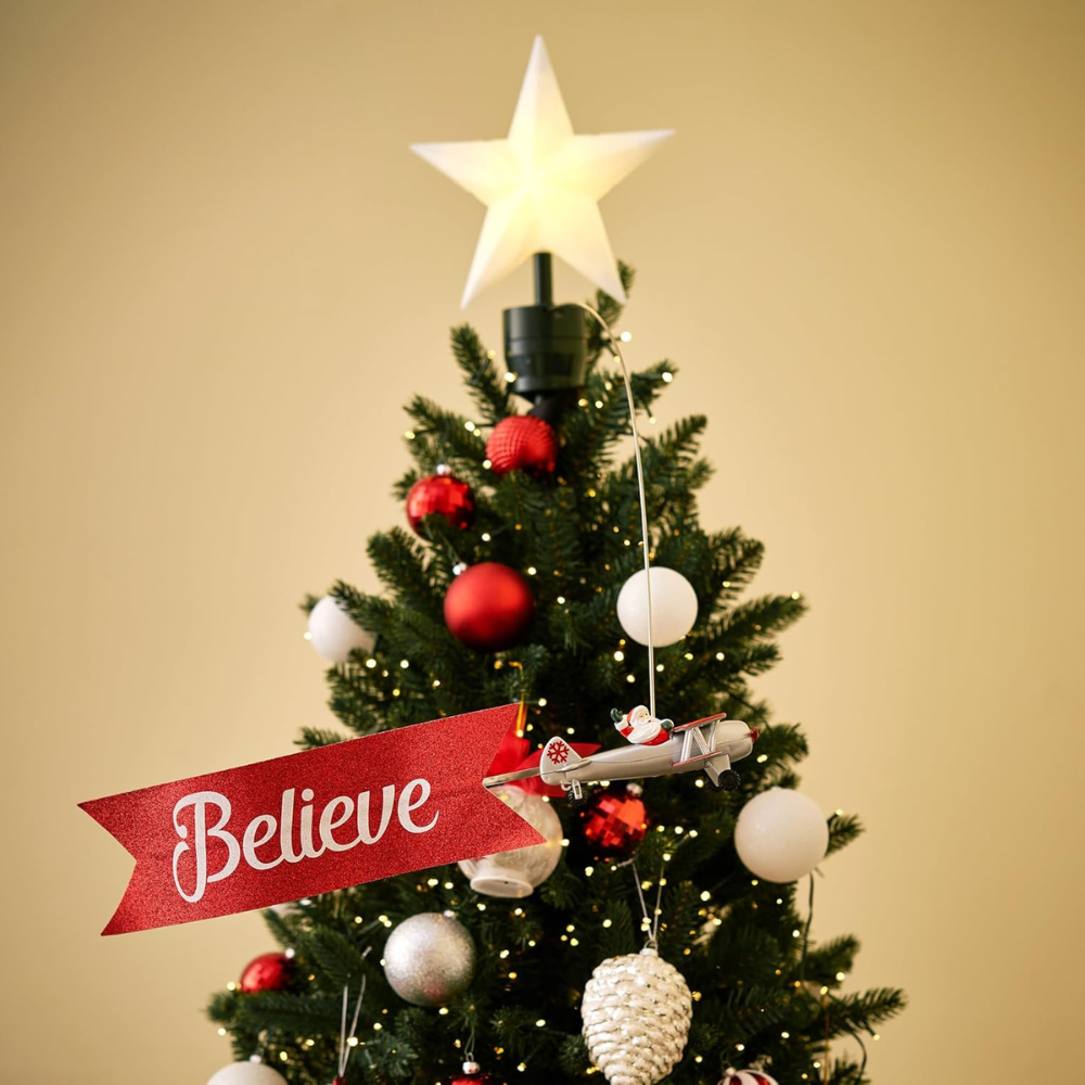 Mr. Christmas Animated Biplane Tree Topper with Banner