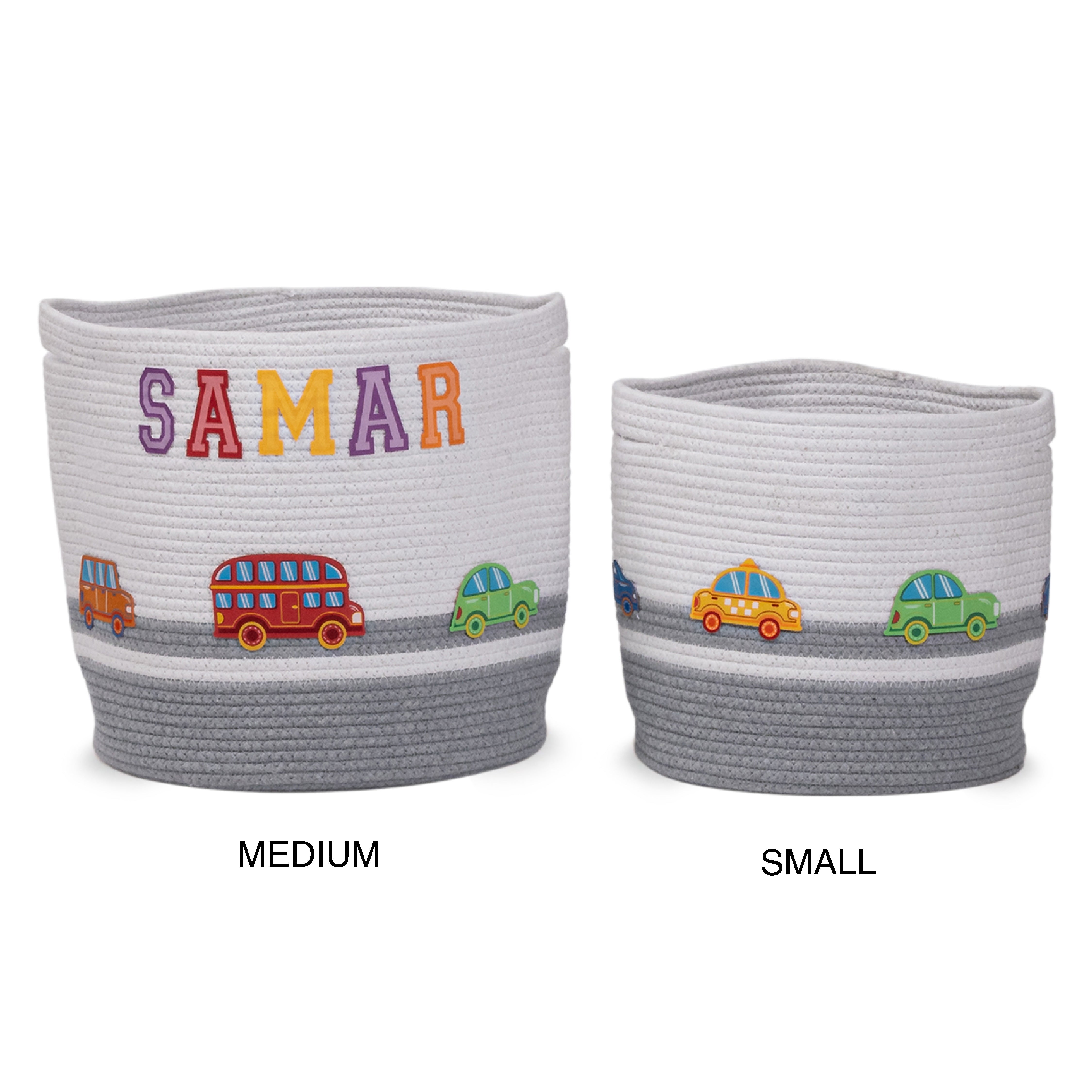 Cotton Rope Transport Trail Round Toy Storage Basket