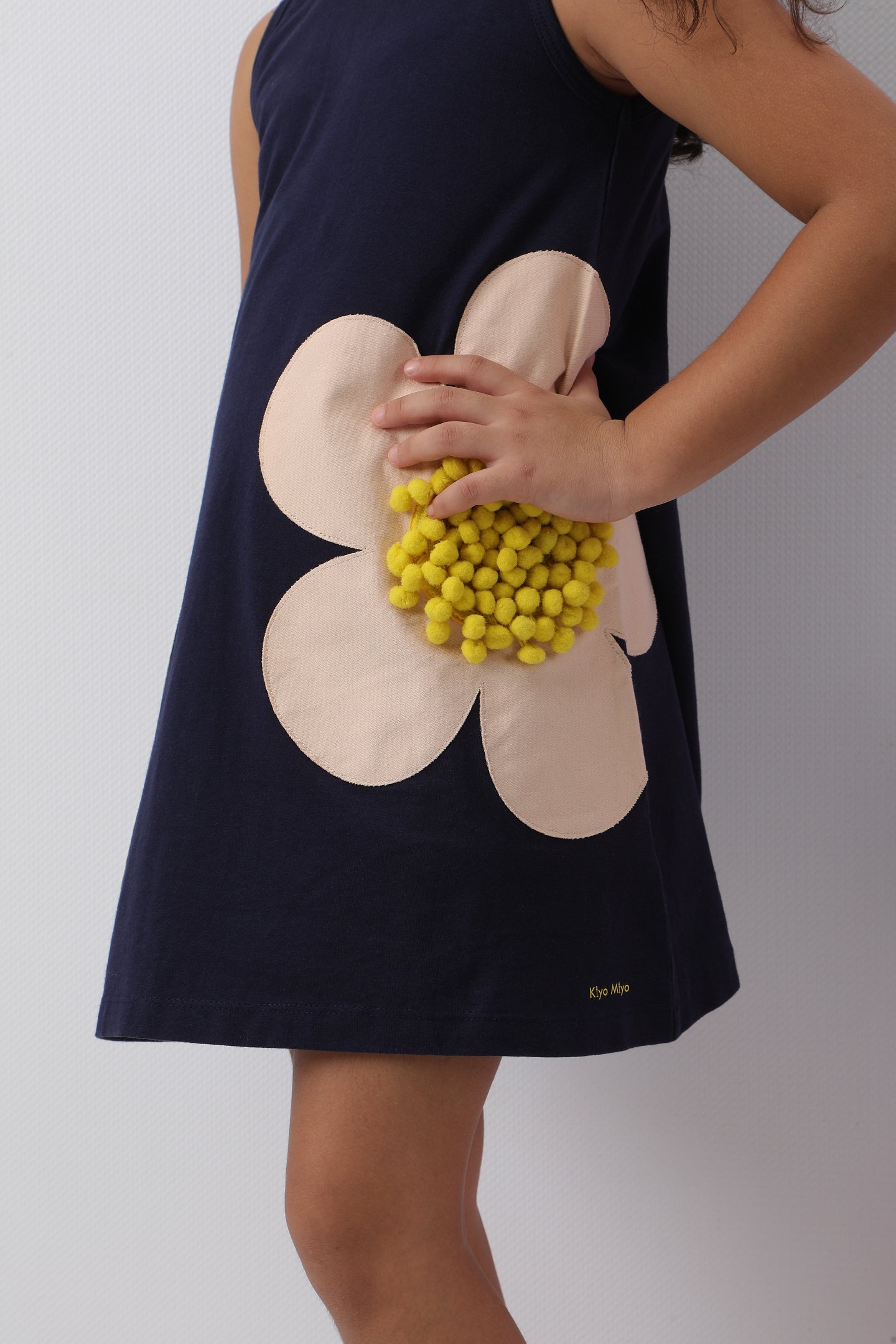 Navy Floral Pom Pom Dress
