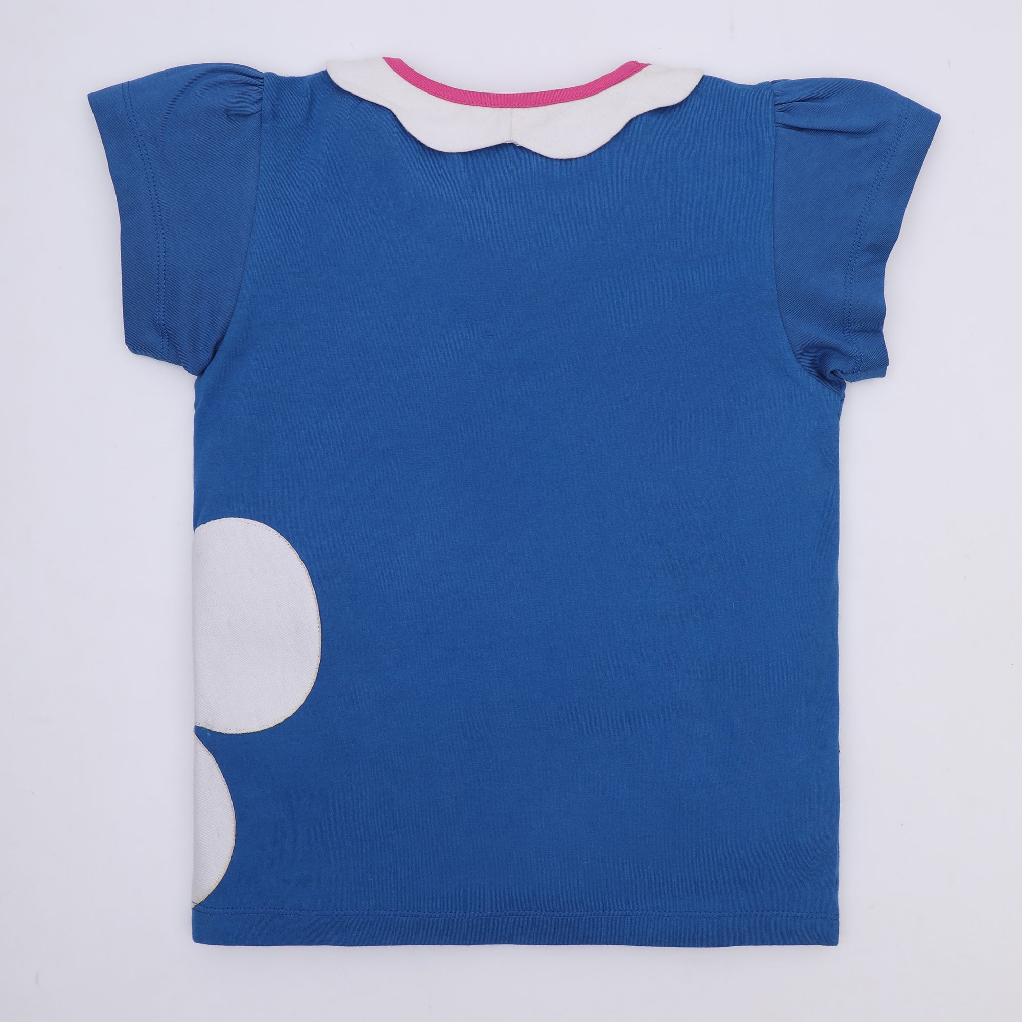 Blue Floral Pom Pom Top