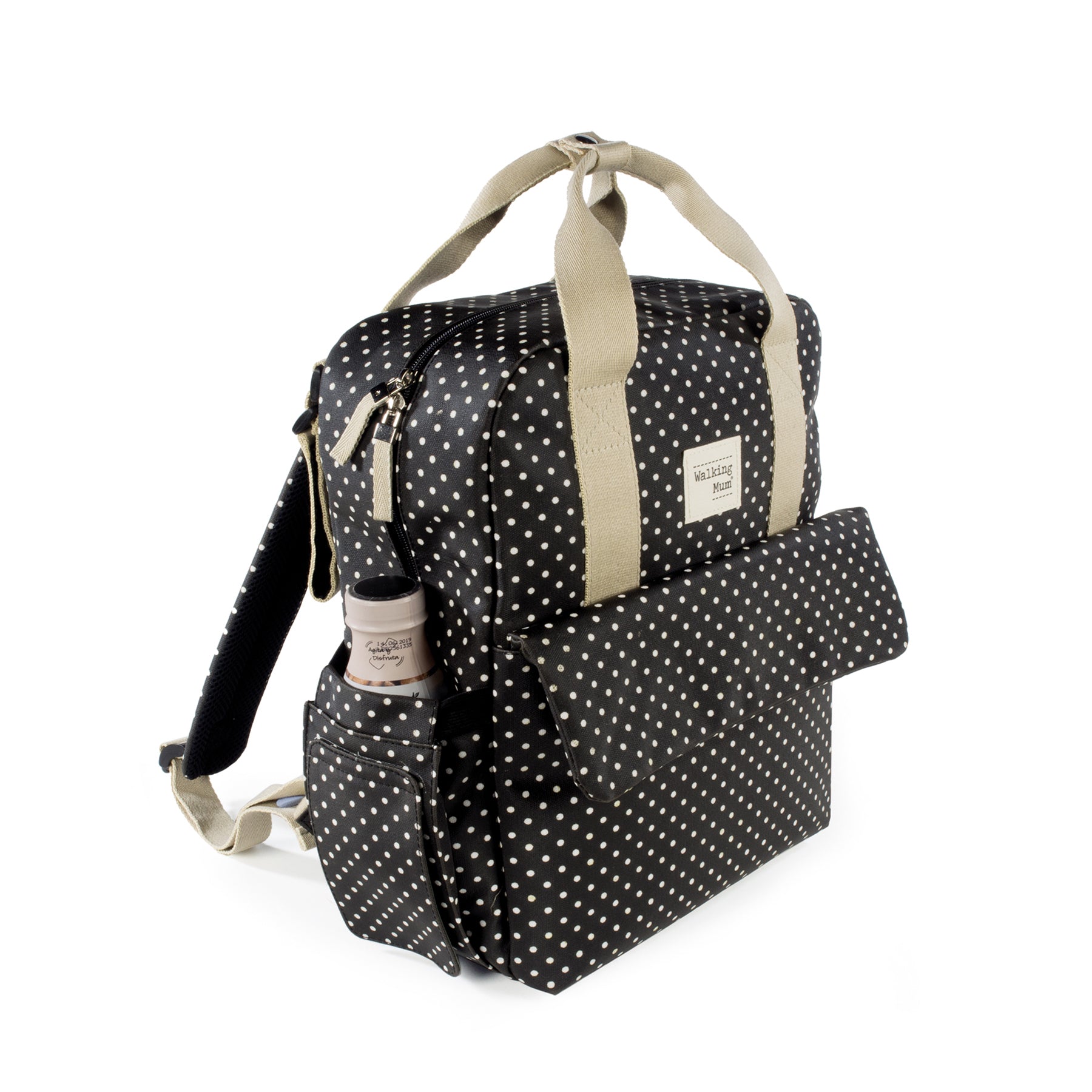 Walking Mum Emily Black Backpack Diaper Changing Bag
