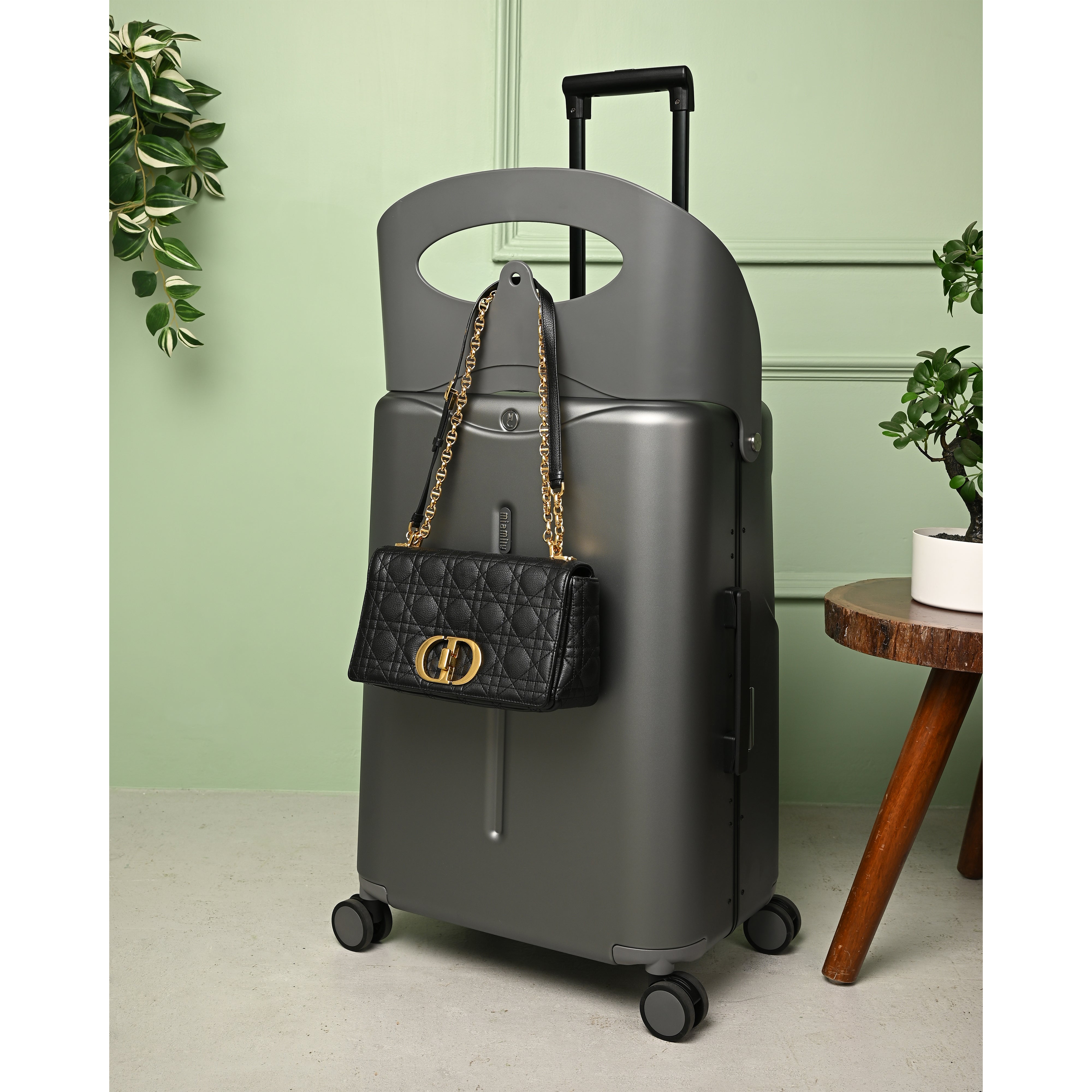 Miamily Charcoal Grey Ride on Trolley Check-In Luggage 24 inches