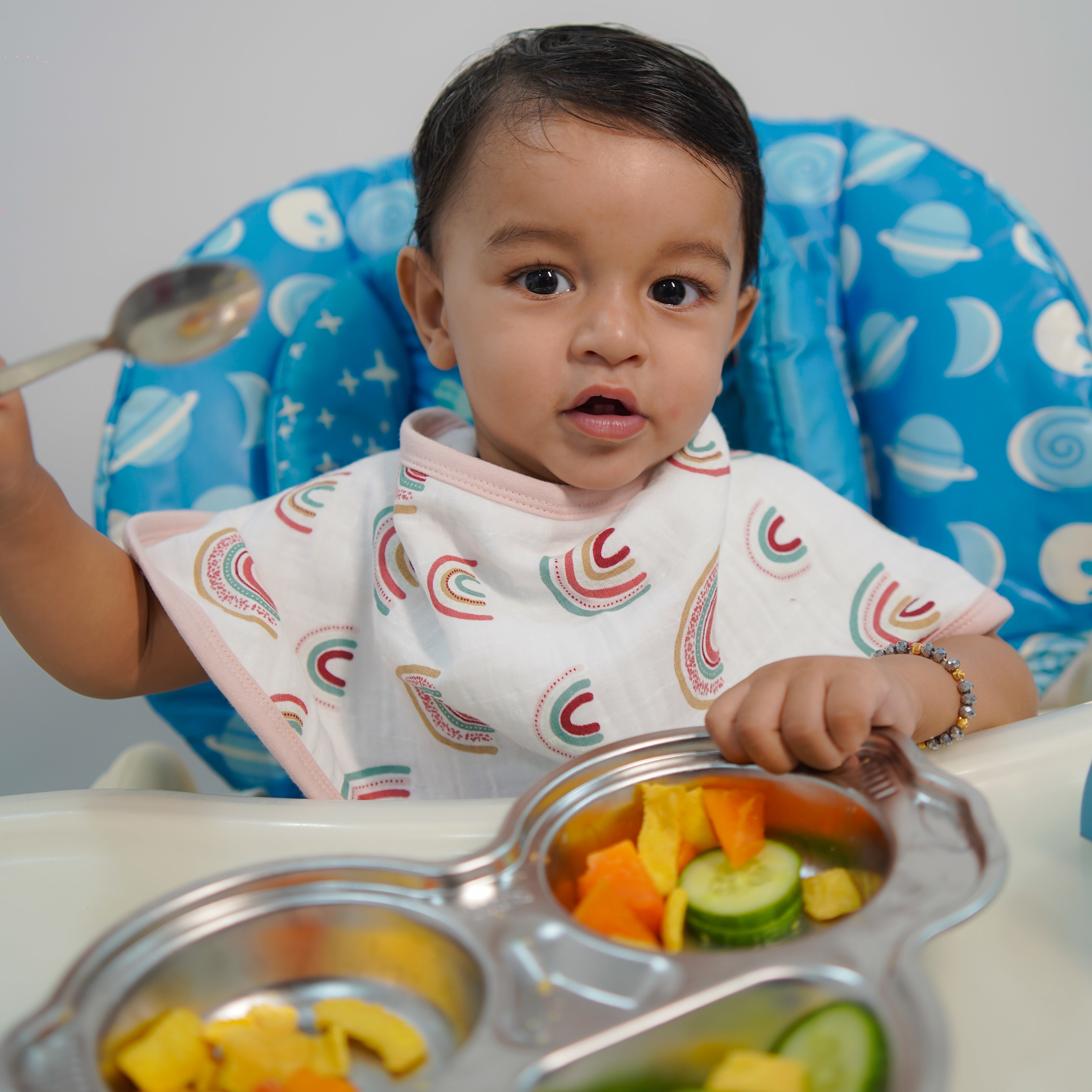 Theoni Cotton Muslin 3Layer burpy bib-Hawaiian Rainbow