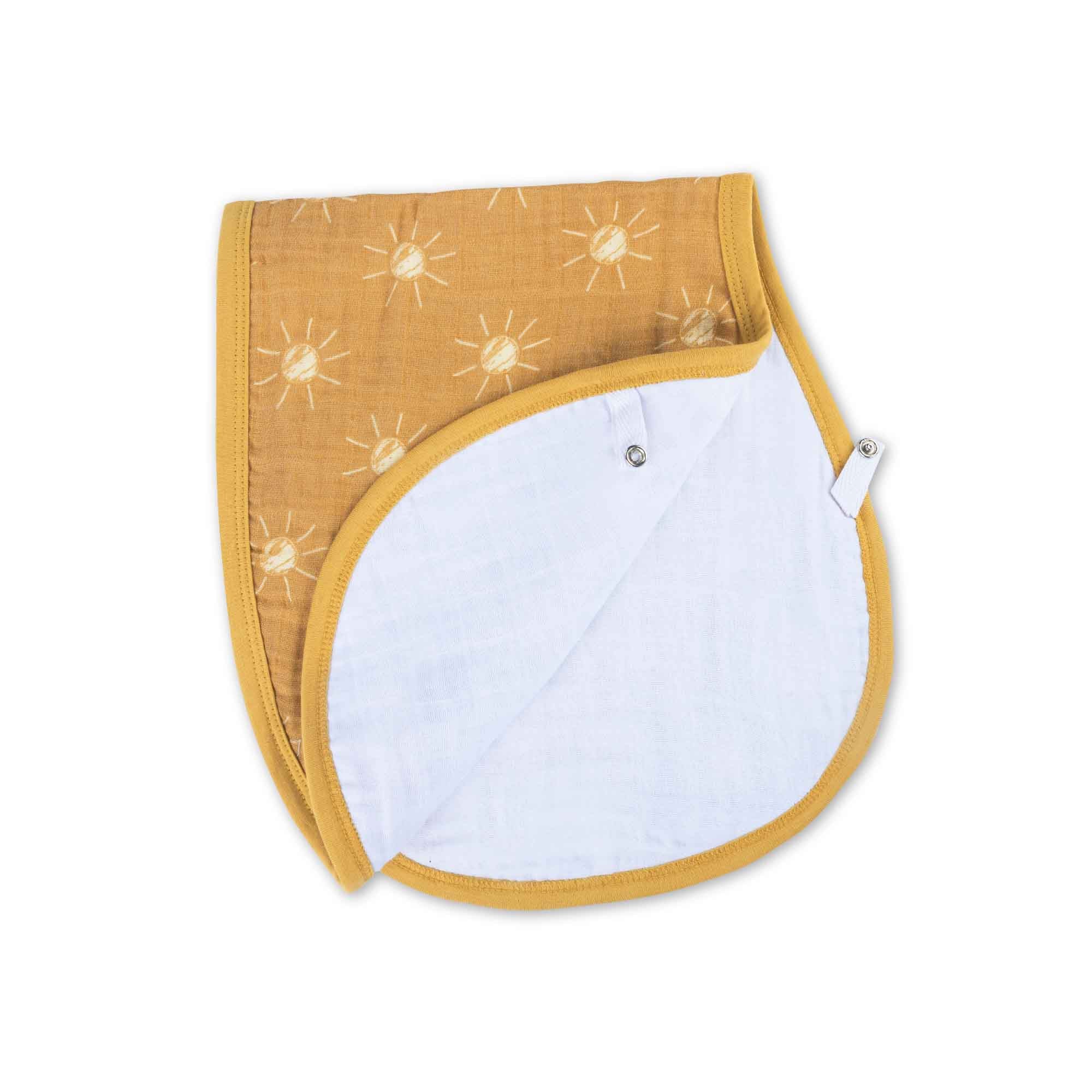 Theoni Cotton Muslin 3Layer burpy bib-Santorini Sun
