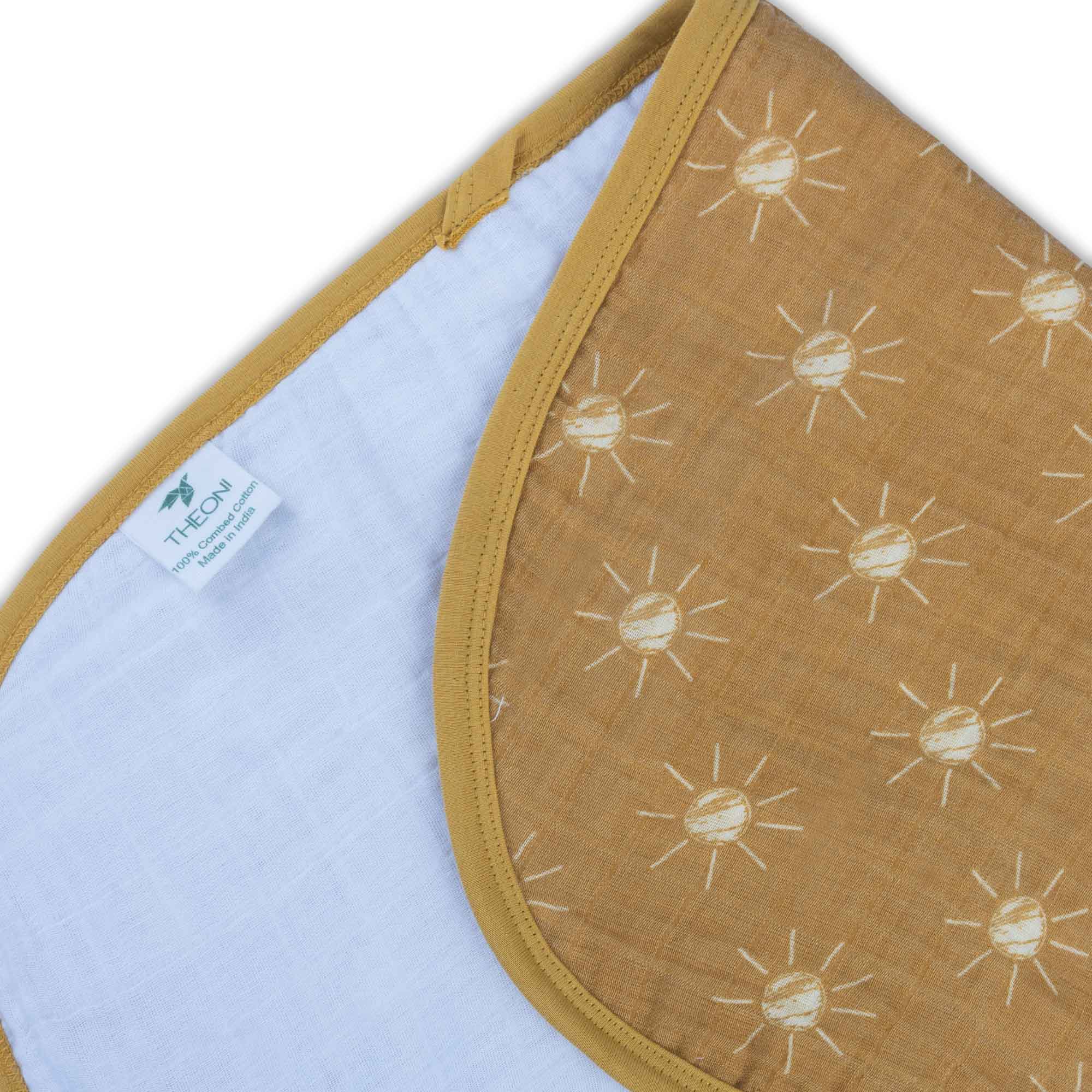 Theoni Cotton Muslin 3Layer burpy bib-Santorini Sun