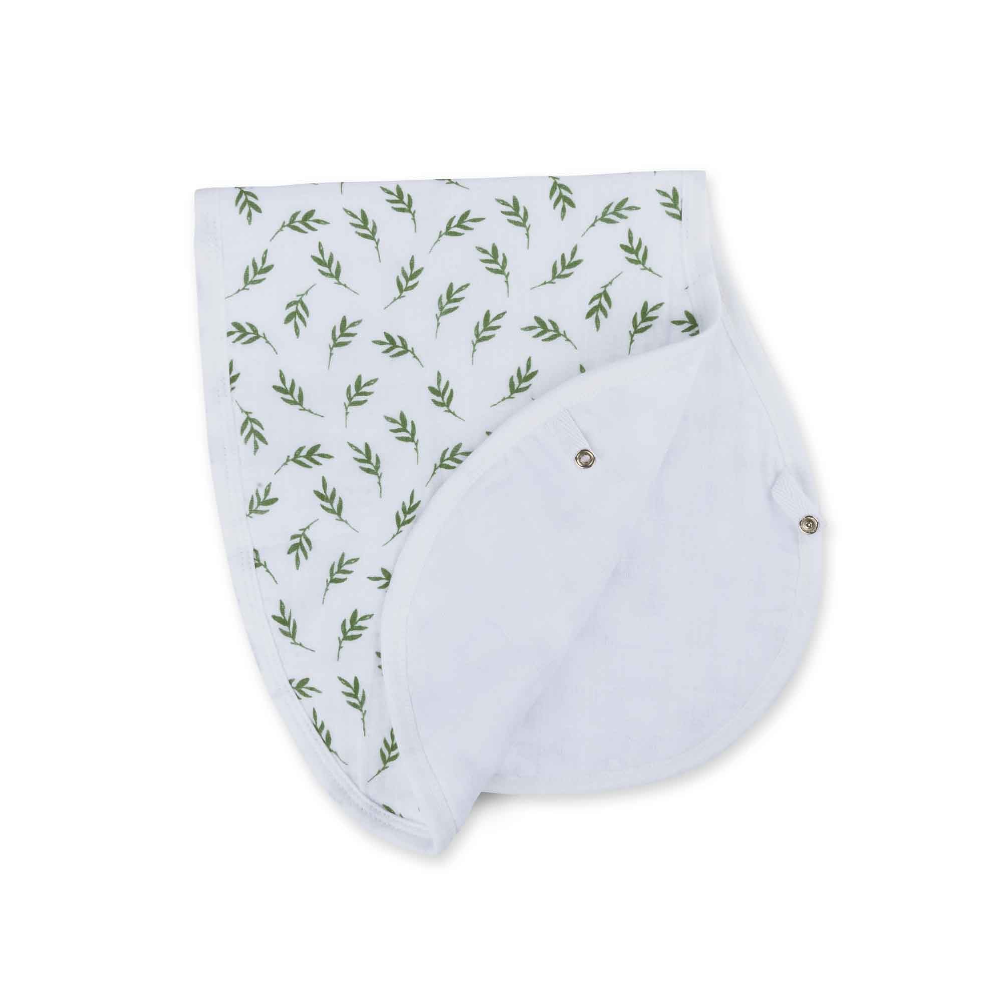 Theoni Cotton Muslin 3Layer burpy bib-Hedge Green Leaf