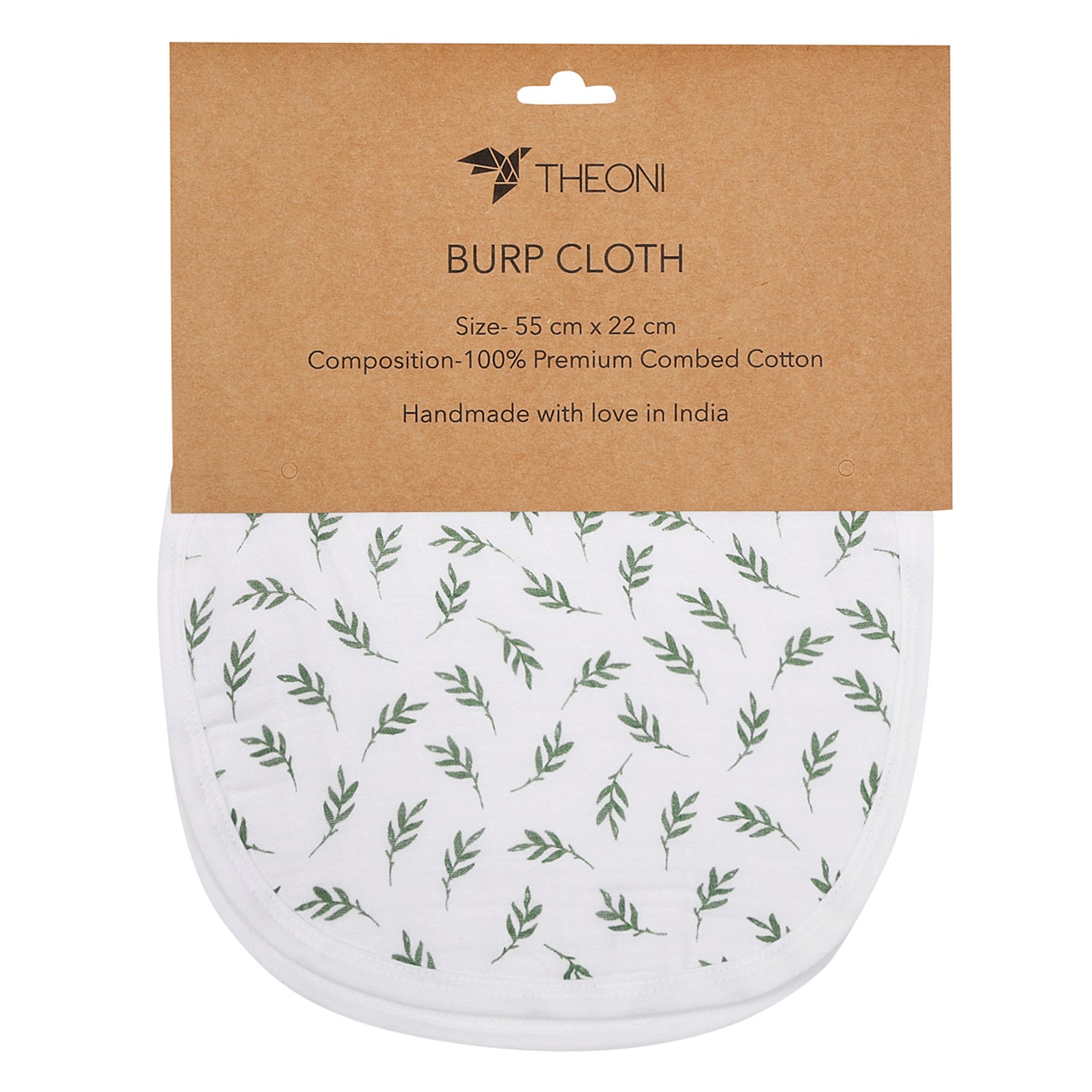 Theoni Cotton Muslin 3Layer Burpy Bib-Hedge Green Leaf