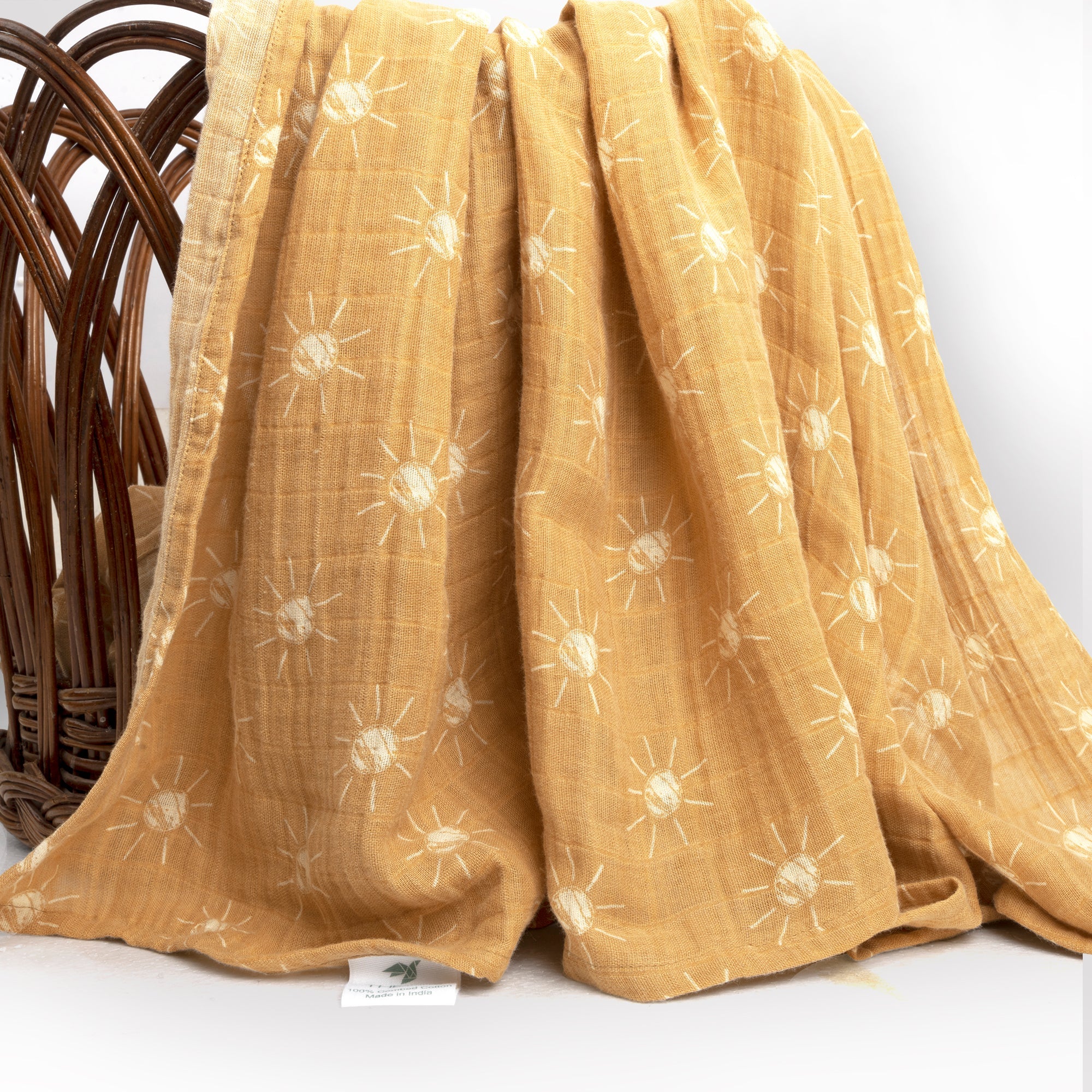 Theoni 100% Cotton Muslin Swaddle-Santorini Sun