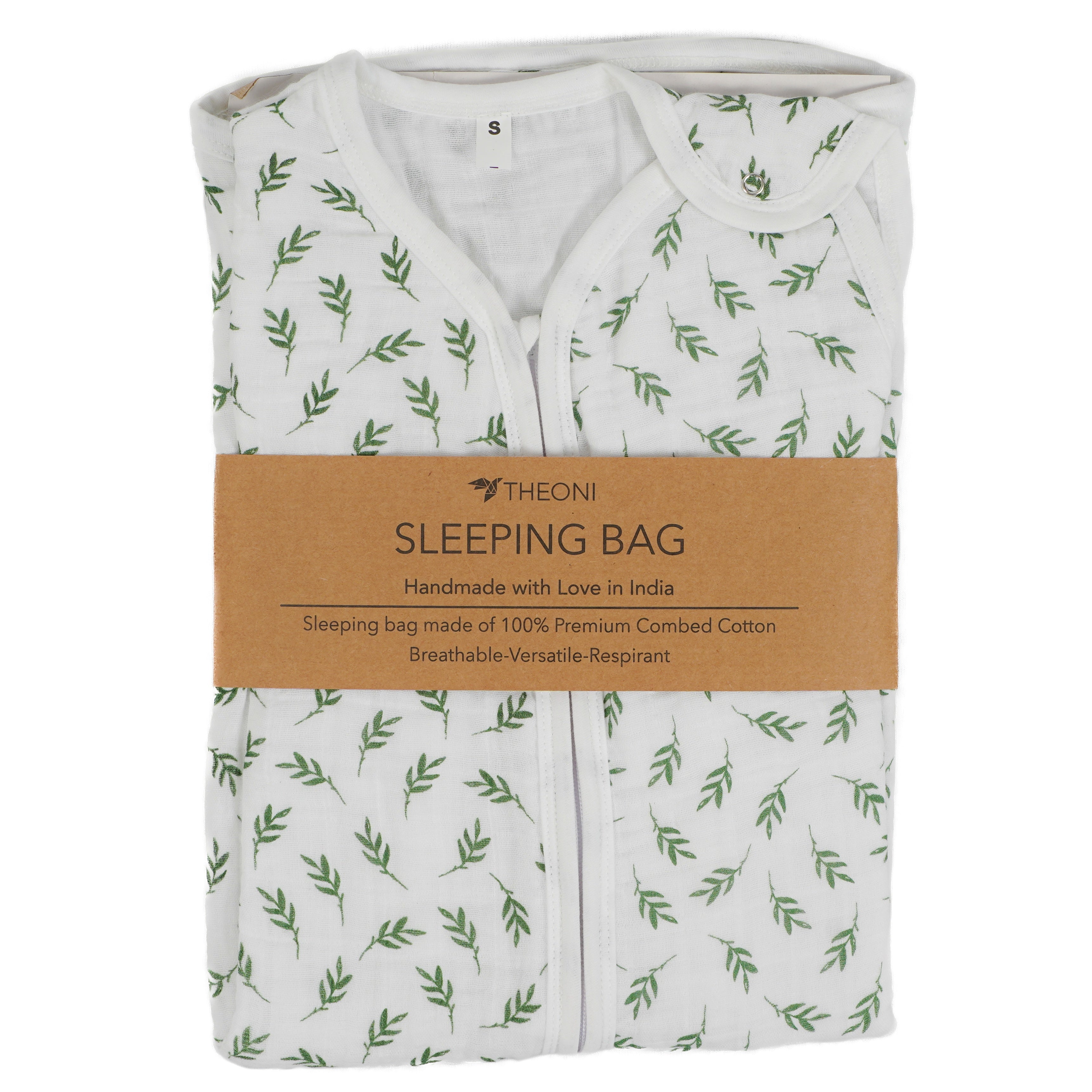 Theoni 100%  Cotton Mulsin Sleeping Bag-Hedge Green Leaf