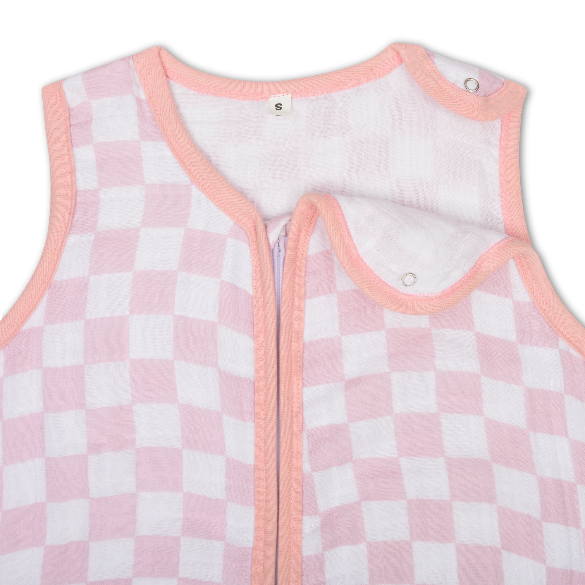 Theoni 100% Cotton Muslin Baby Sleeping Bag - Violet Chequer