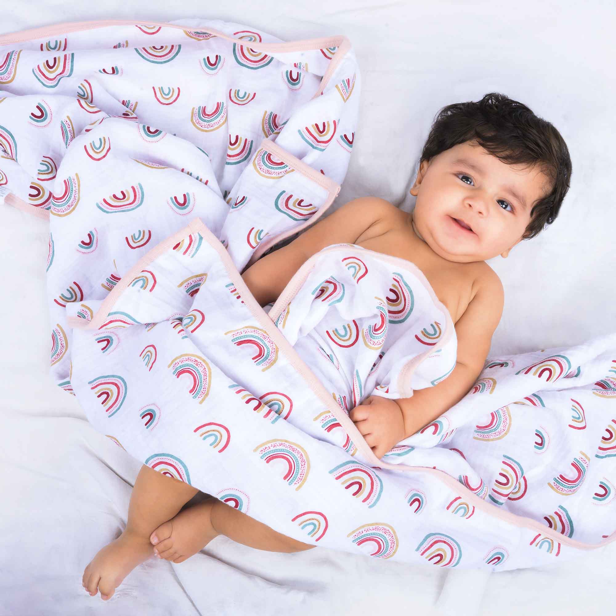 Theoni 100% Cotton Muslin Snuggle Blanket-Hawaiian Rainbow
