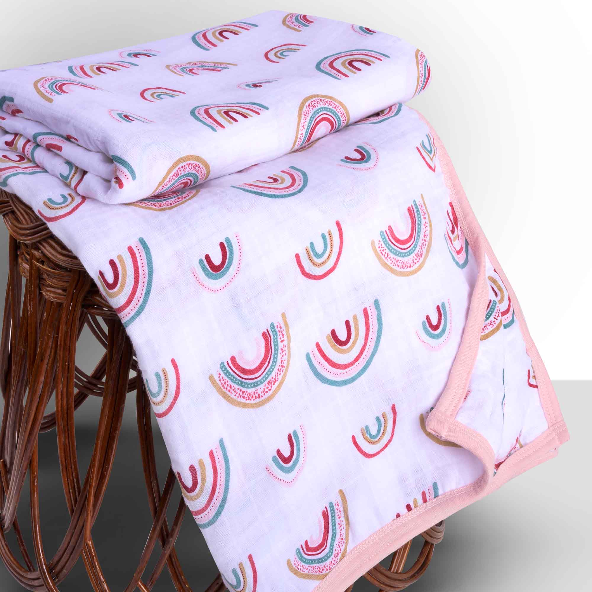 Theoni 100% Cotton Muslin Snuggle Blanket-Hawaiian Rainbow
