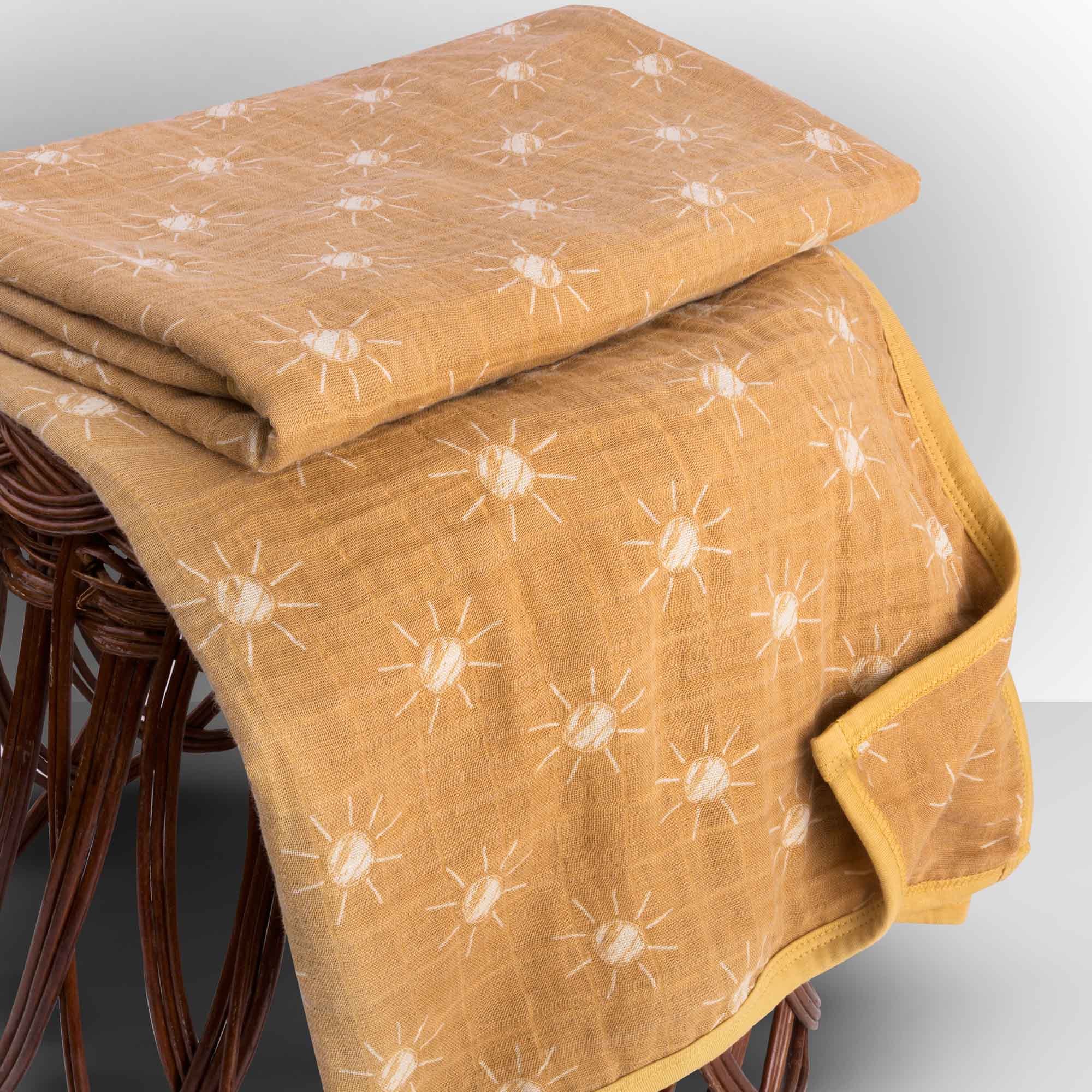 Theoni 100% Cotton Muslin Snuggle Blanket-Santorini Sun