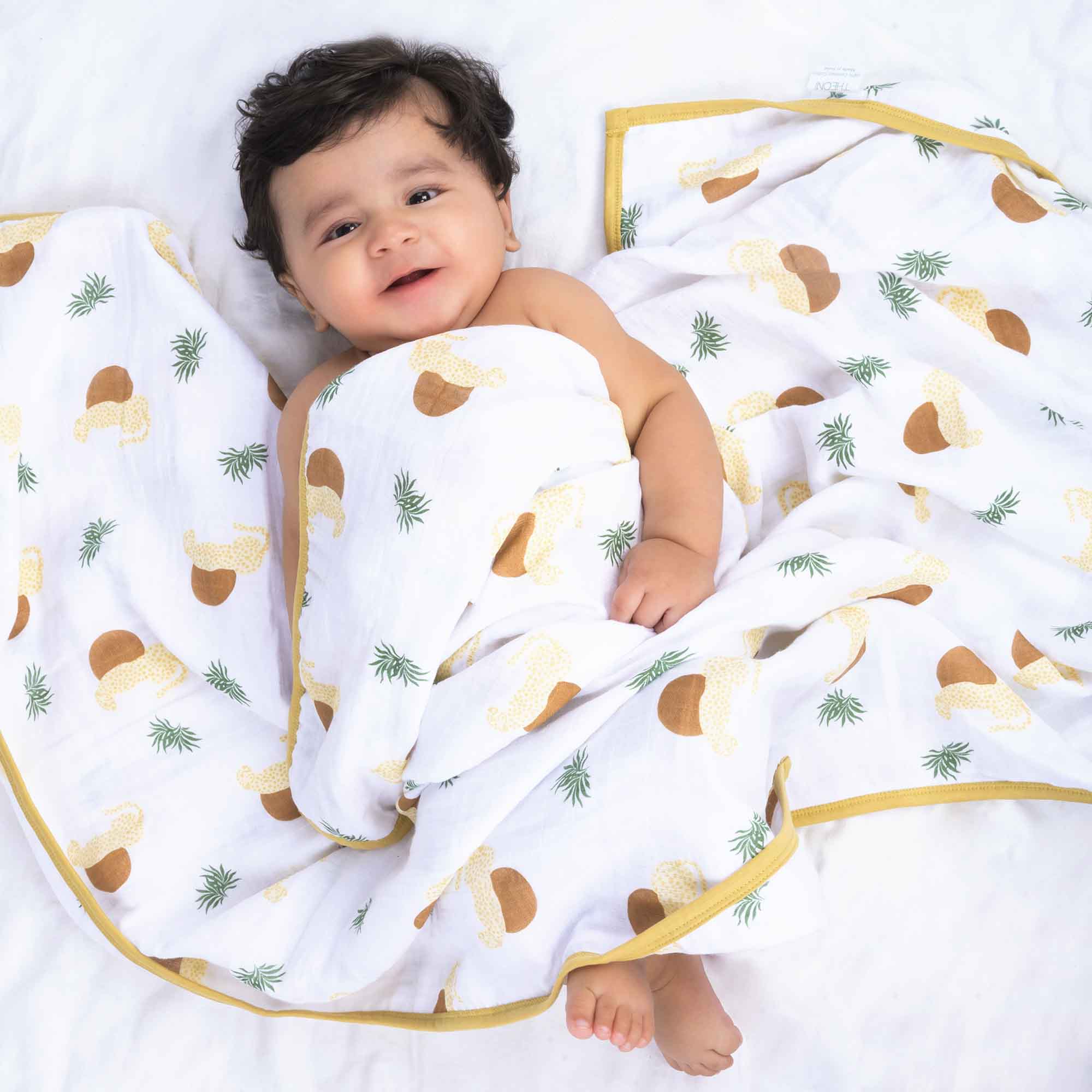 Theoni 100% Cotton Muslin Snuggle Blanket-Woody tiger