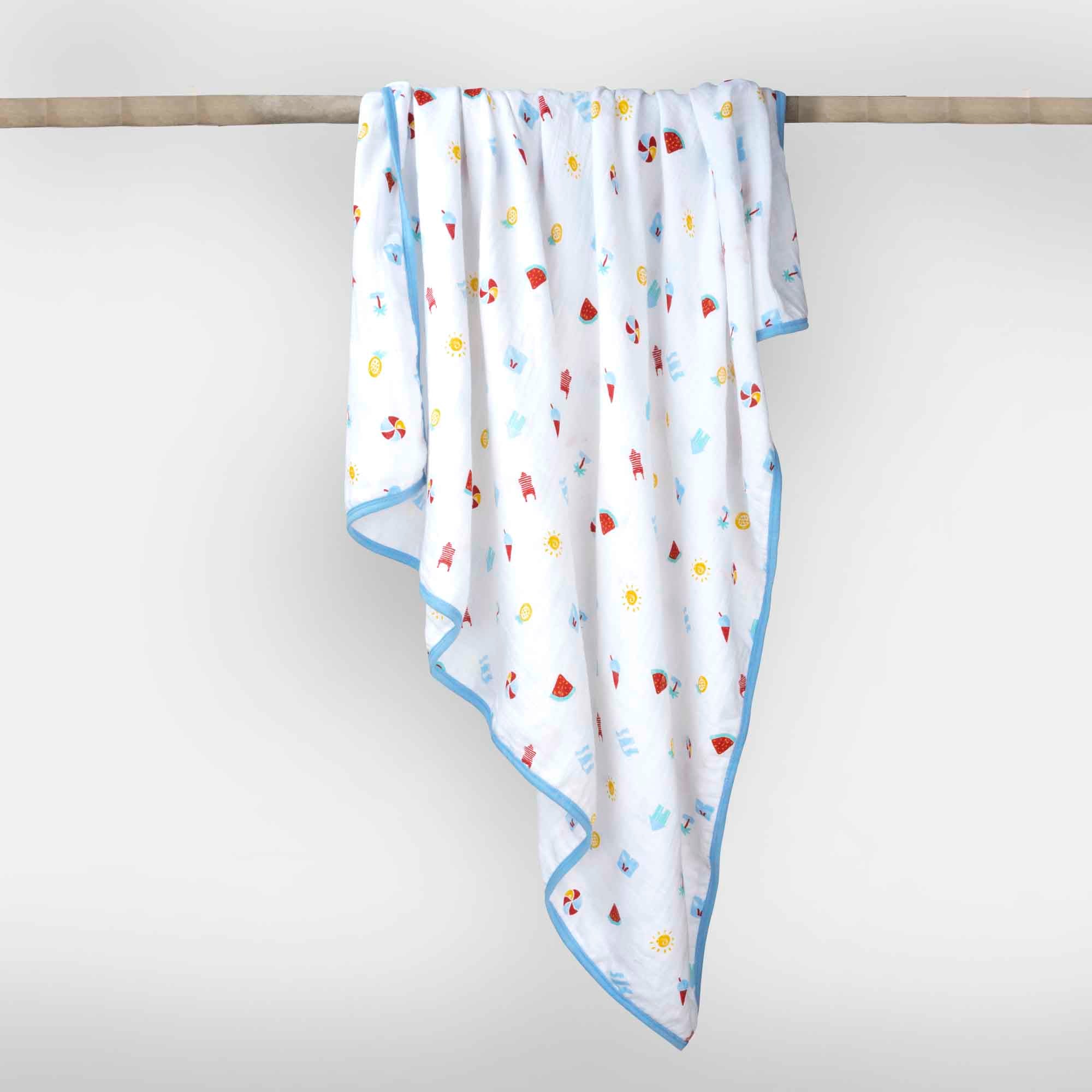 Theoni 100% Cotton Muslin Snuggle Blanket-Holiday Hues