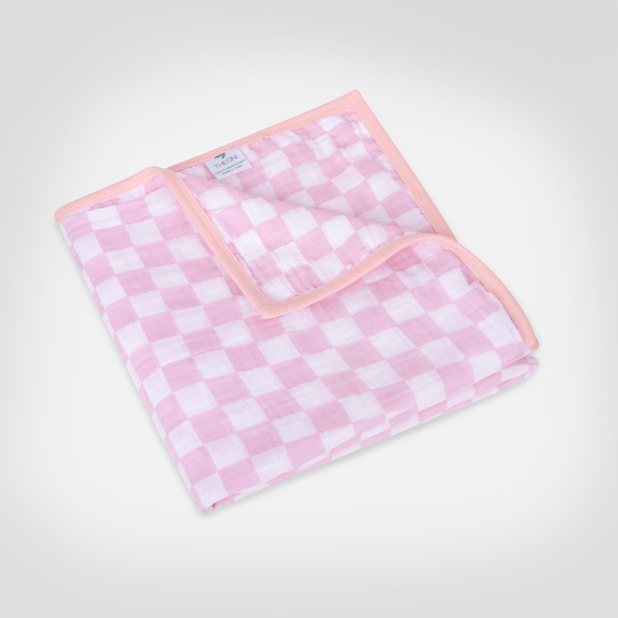 Theoni 100% Cotton Muslin Snuggle Blanket-Violet Chequer