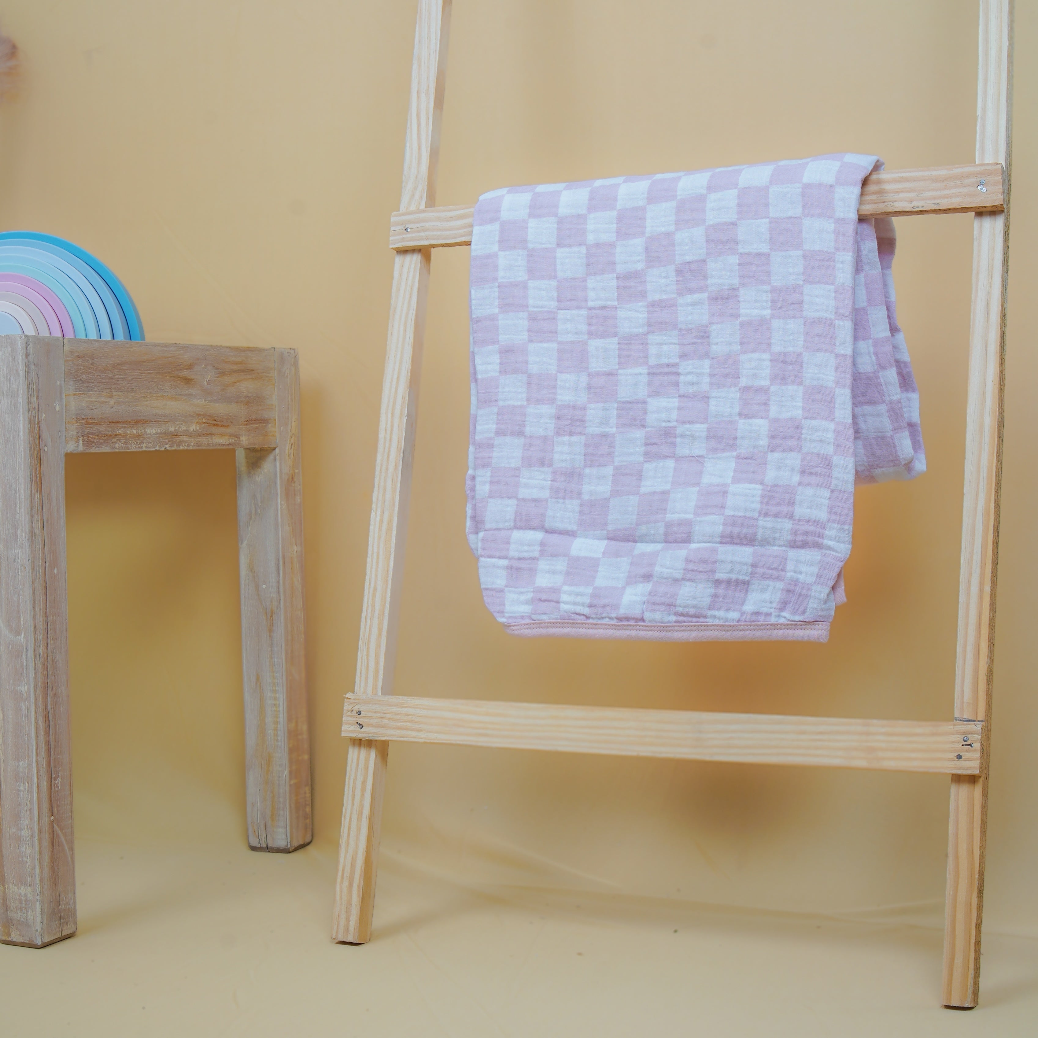 Theoni 100% Cotton Muslin Snuggle Blanket-Violet Chequer