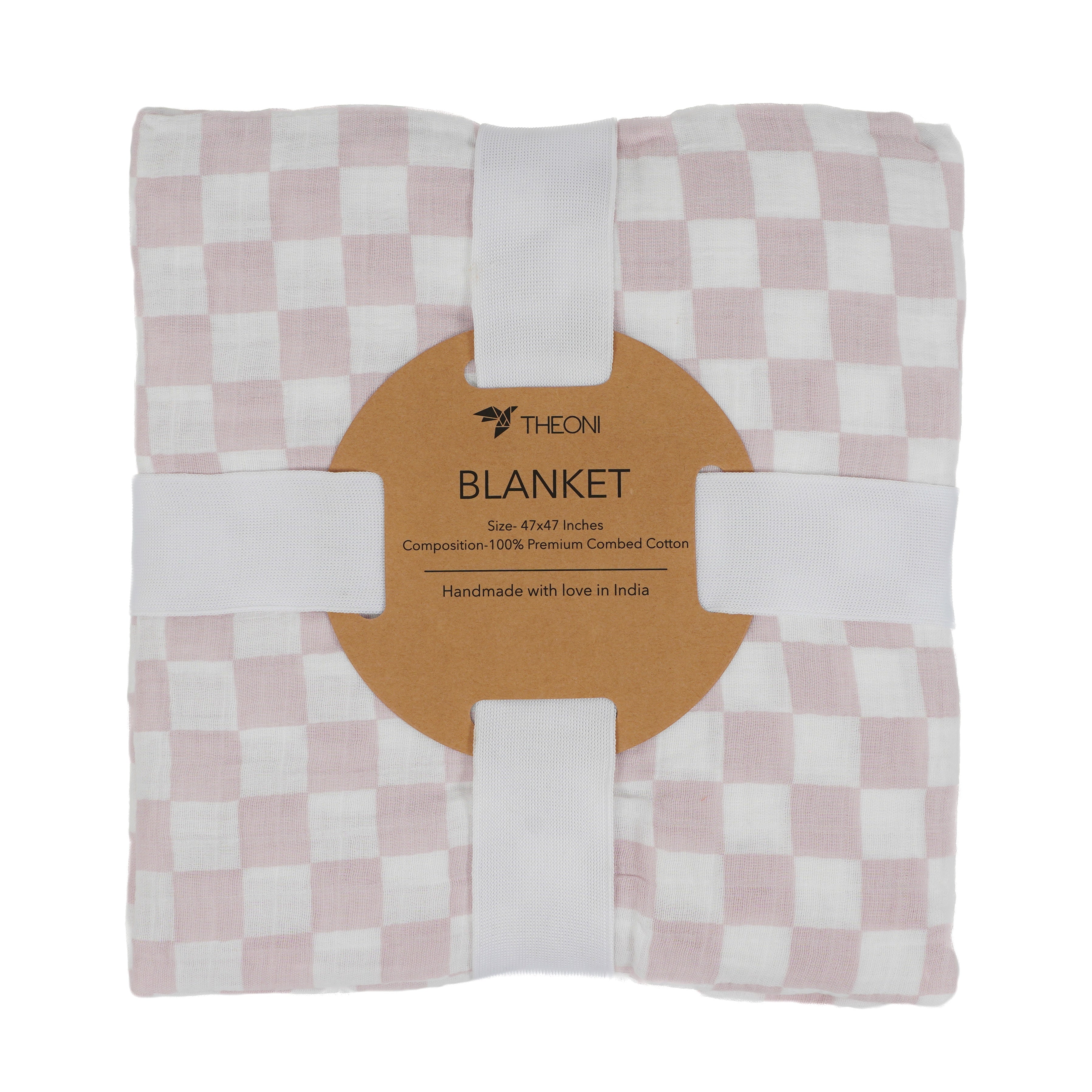 Theoni 100% Cotton Muslin Snuggle Blanket-Violet Chequer