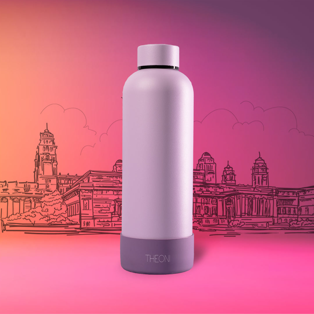 Theoni stainless Steel Double Walled Insulated Thermos Flask / Insulated Water Bottle| 24 Hours Hot & Cold |Leak Proof| Easy to Carry School And Travel Bottle - Playful Purple (500ml)
