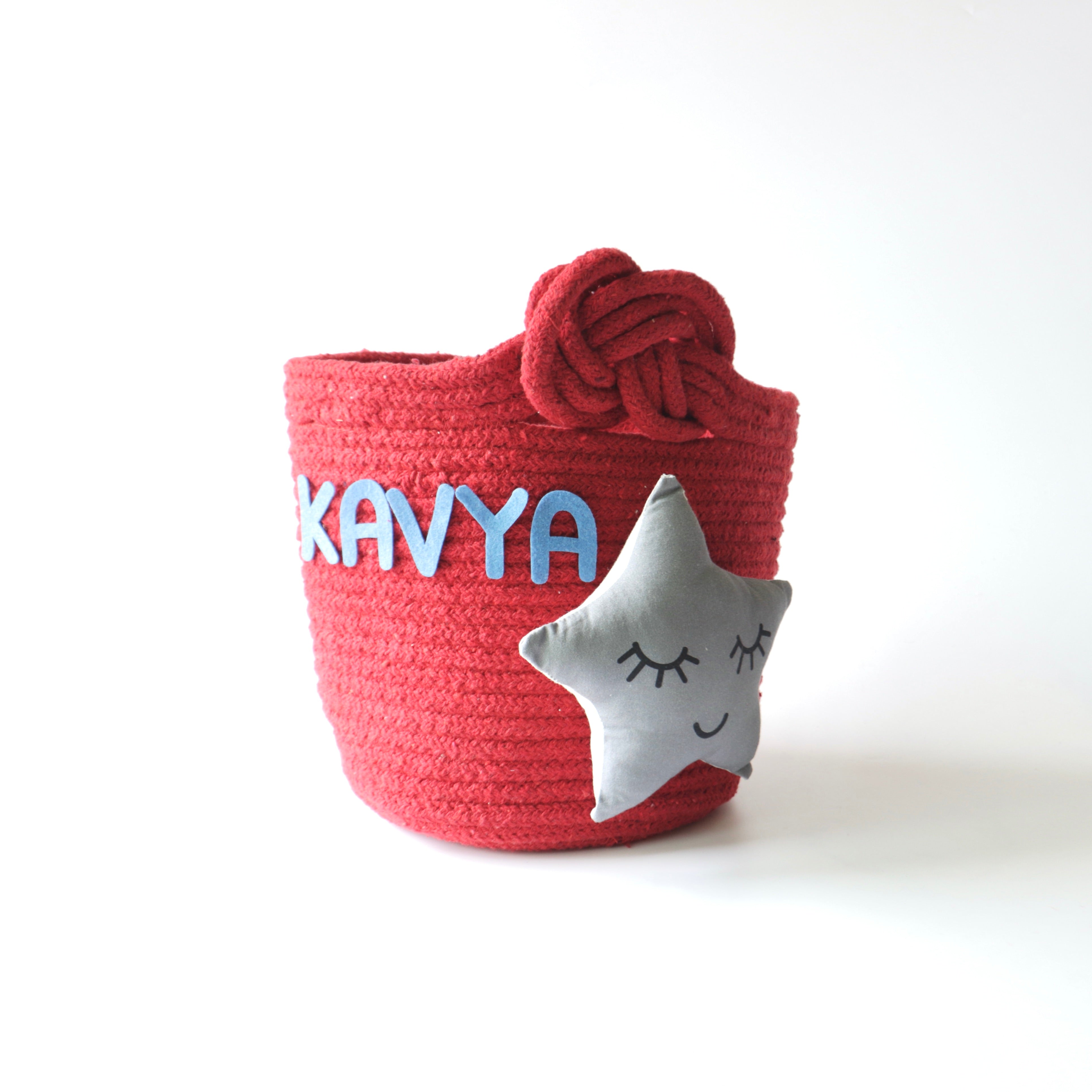 Multipurpose Storage Knotted Basket - Red (Star)