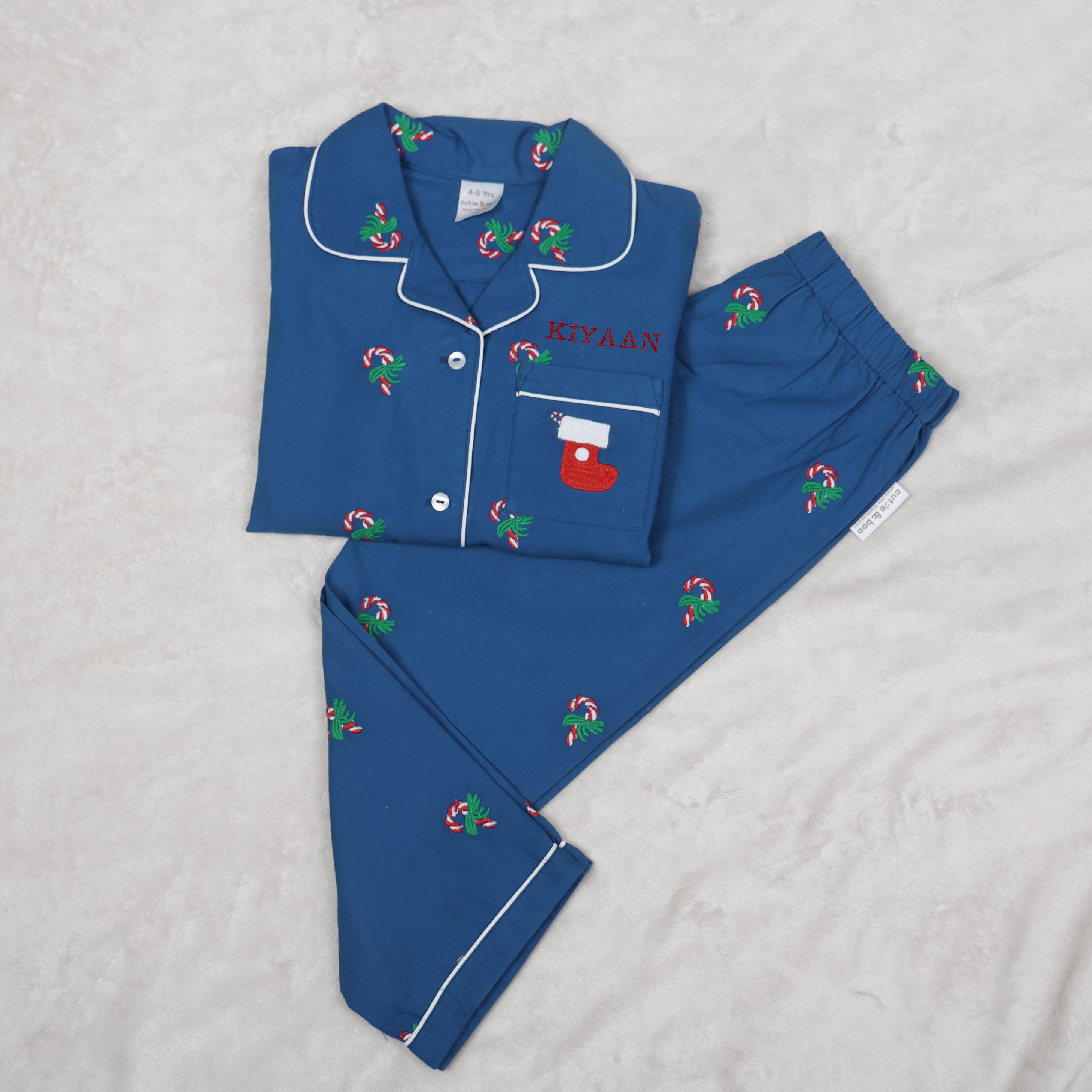 Embroidered Candy Cane NightSuit