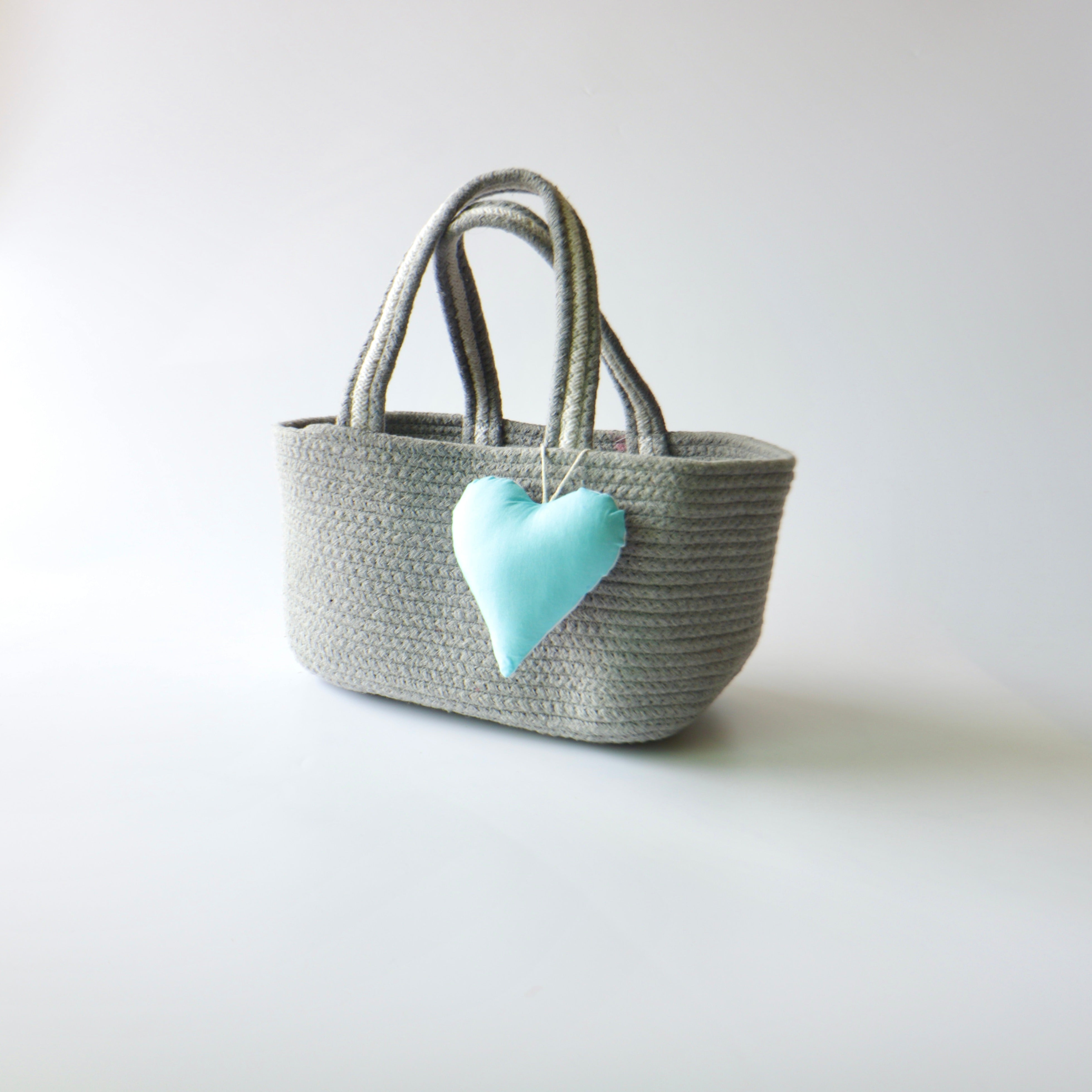 Multipurpose Storage & Gift Basket - Grey (Blue Heart)
