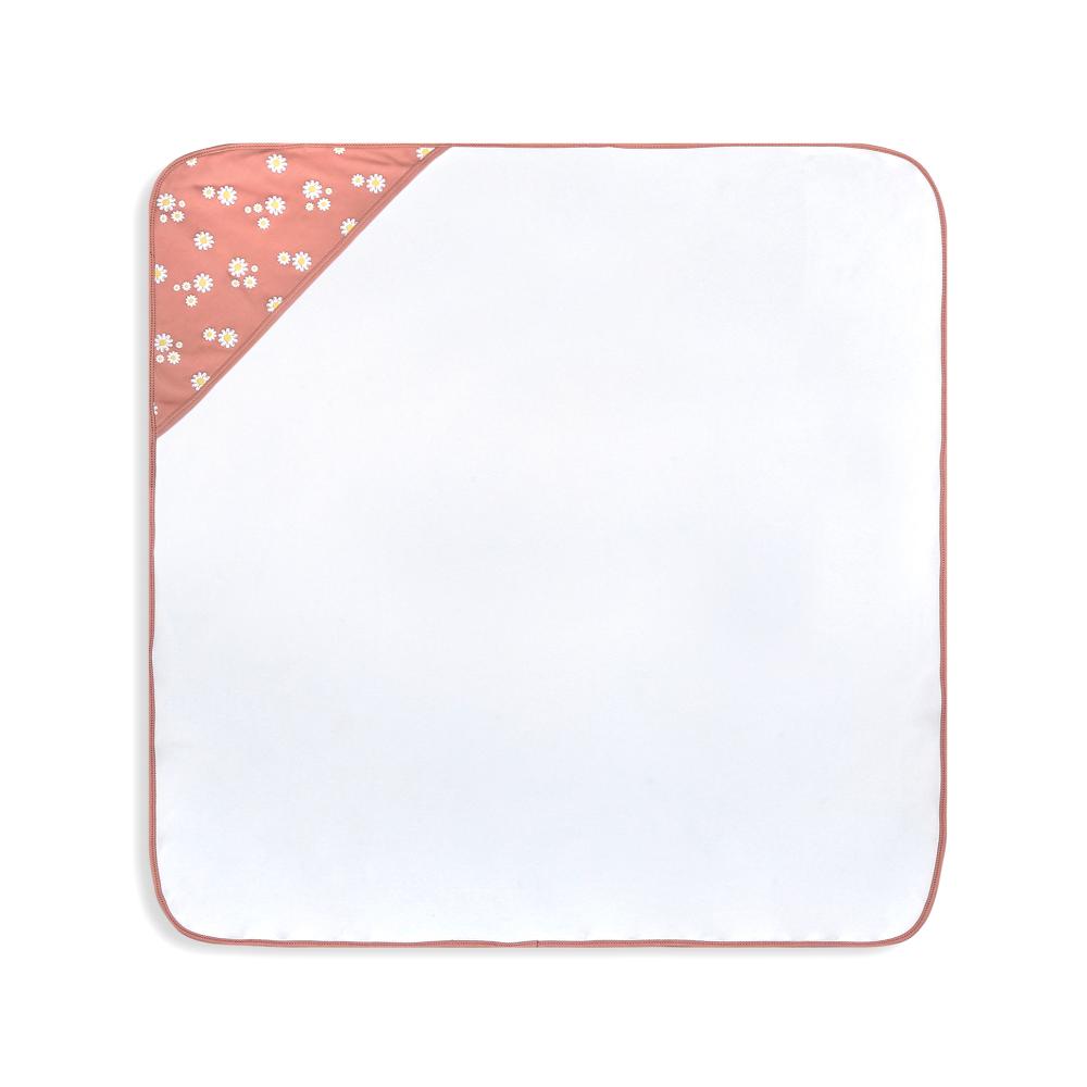 100% Cotton Interlock Hooded Baby Wrapper Daisy Print & White Pack of 2