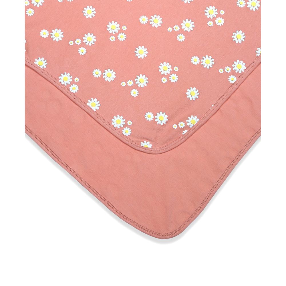 100% Cotton Interlock Hooded Baby Wrapper Daisy Print & White Pack of 2