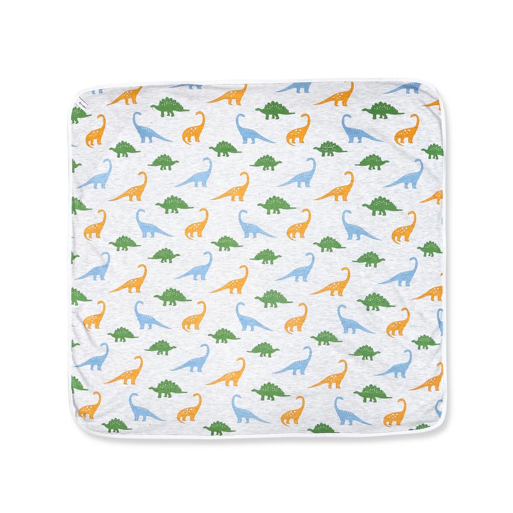 100% Cotton Interlock Hooded Baby Wrapper Dino Print & White Pack of 2